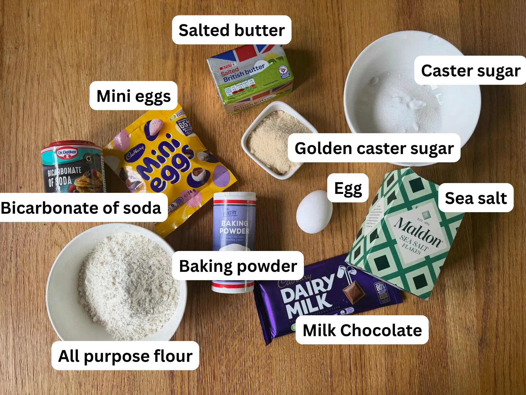 Easter mini egg cookie ingredients