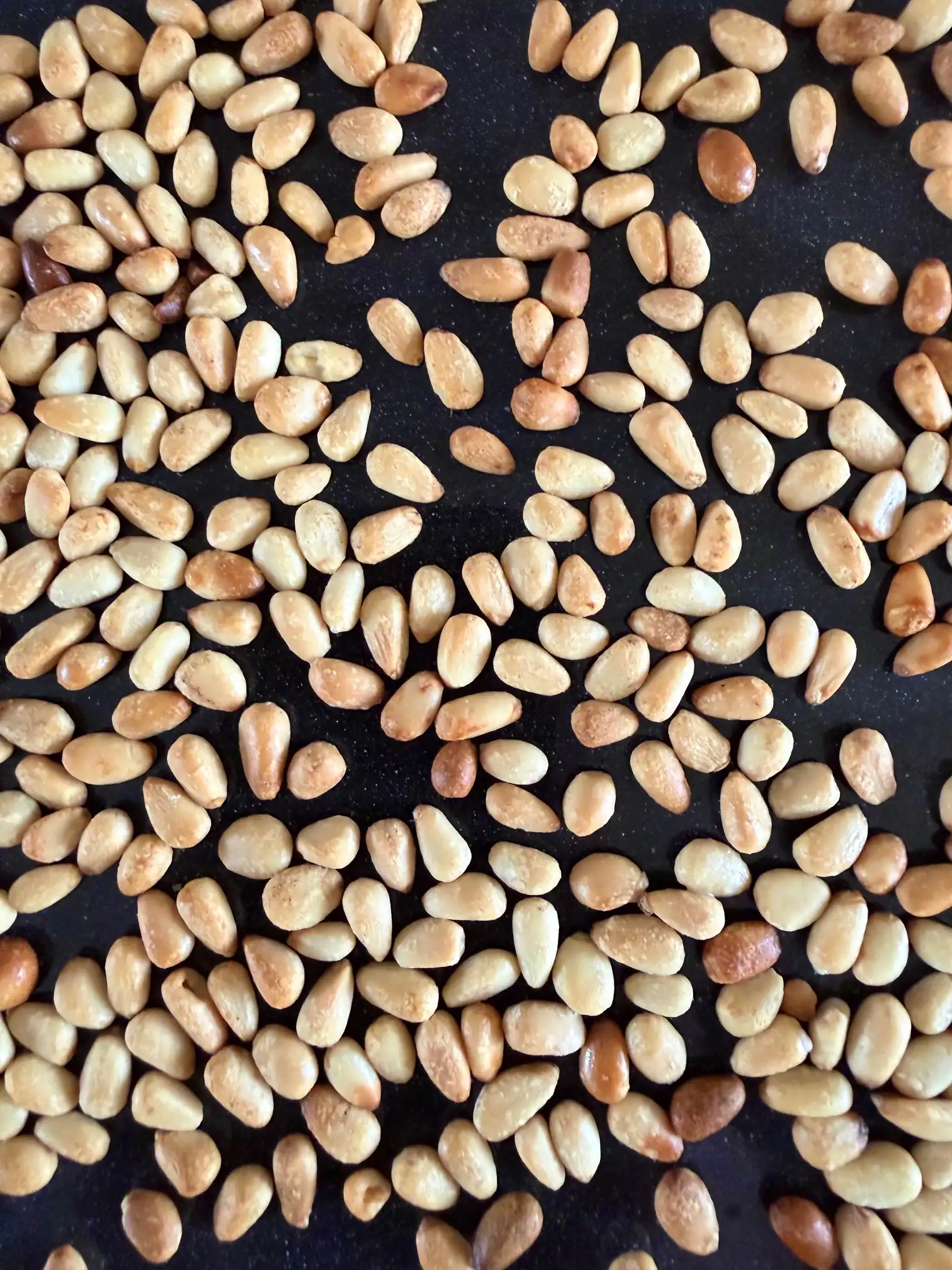toasted pine nuts on a  tray