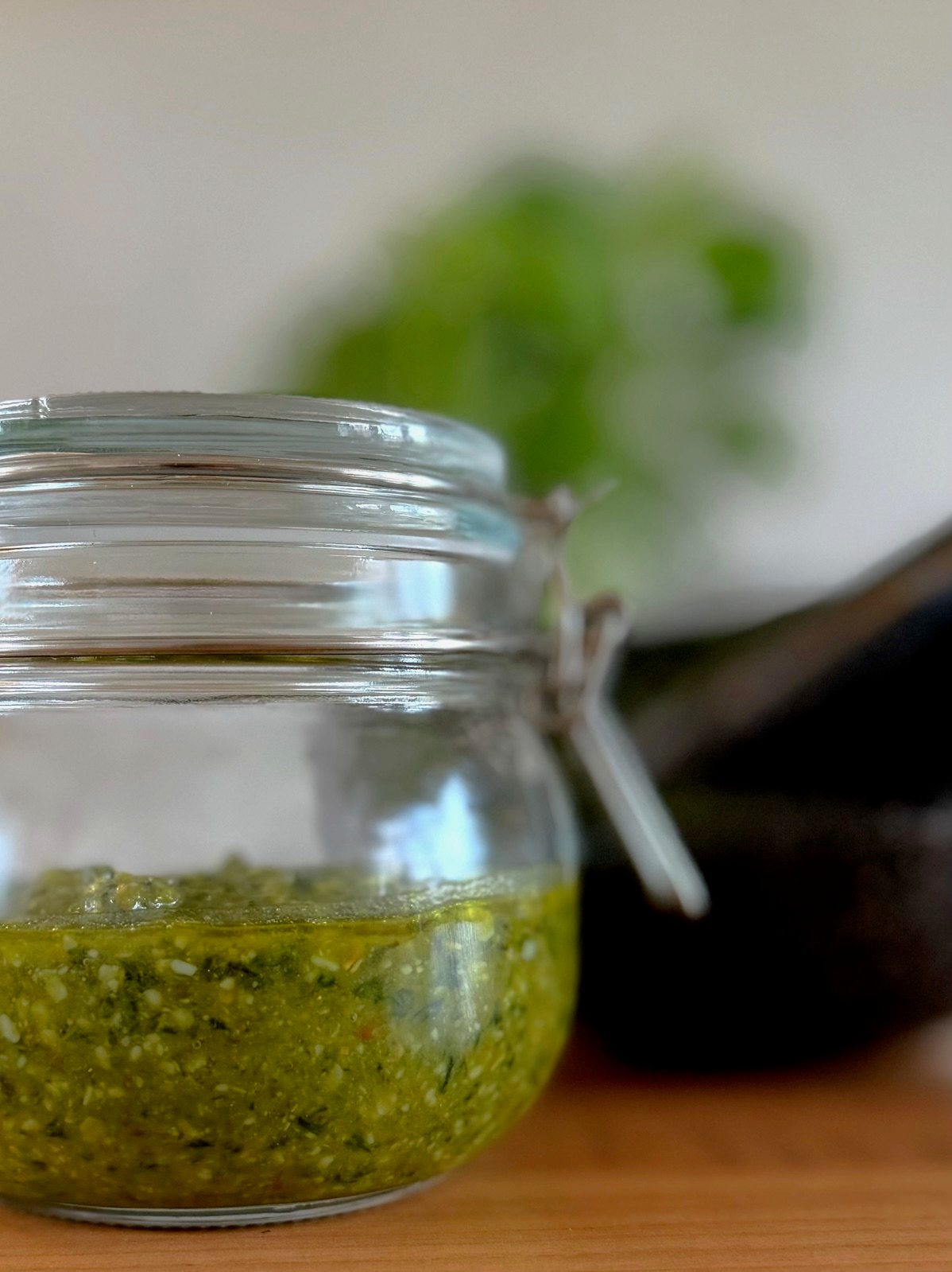 homemade pesto in a jar