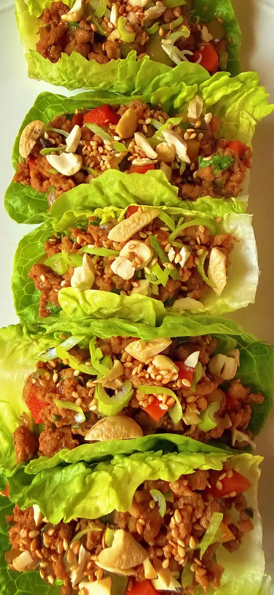 turkey lettuce wraps in a row