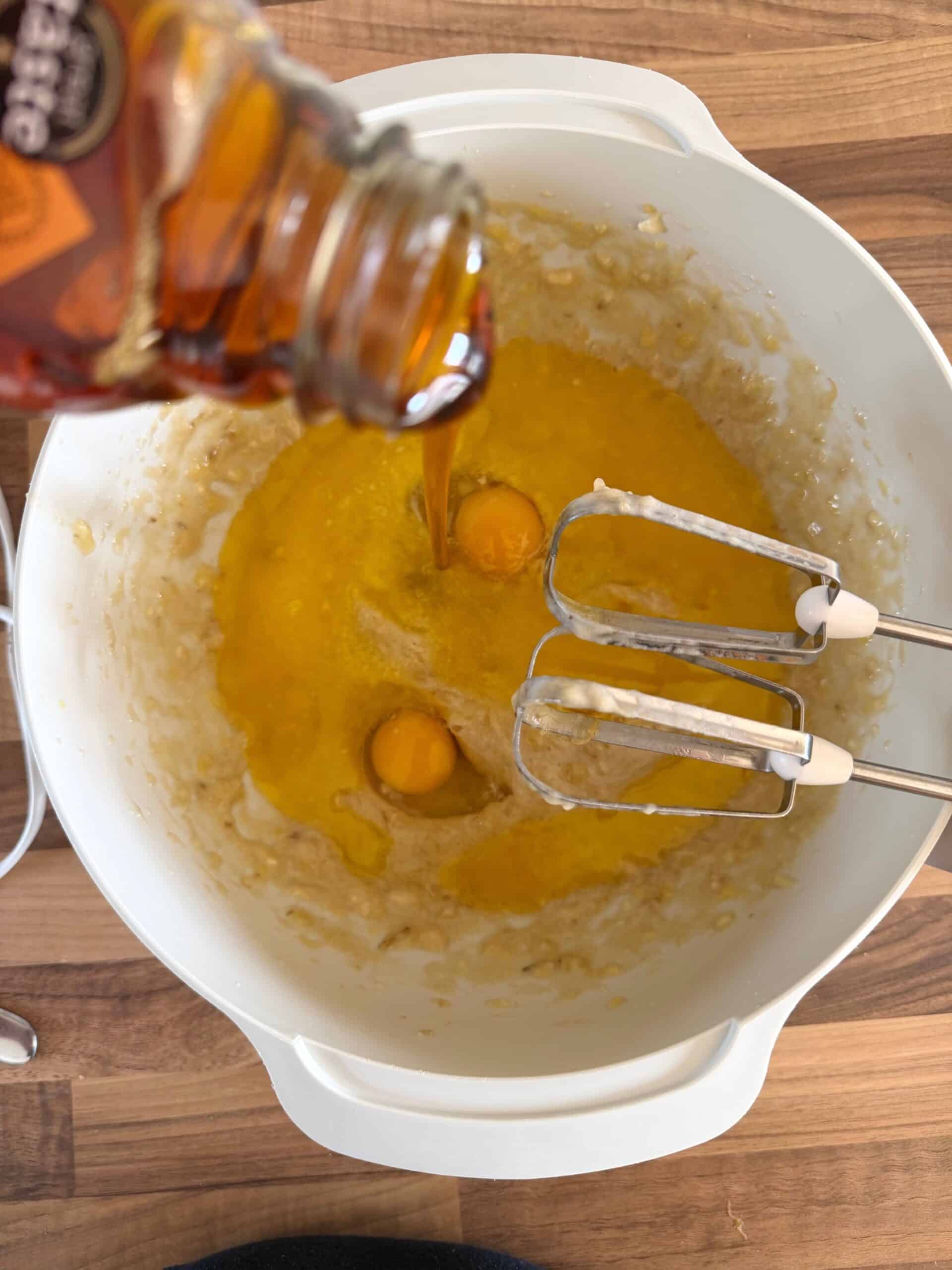 add maple syrup to bowl