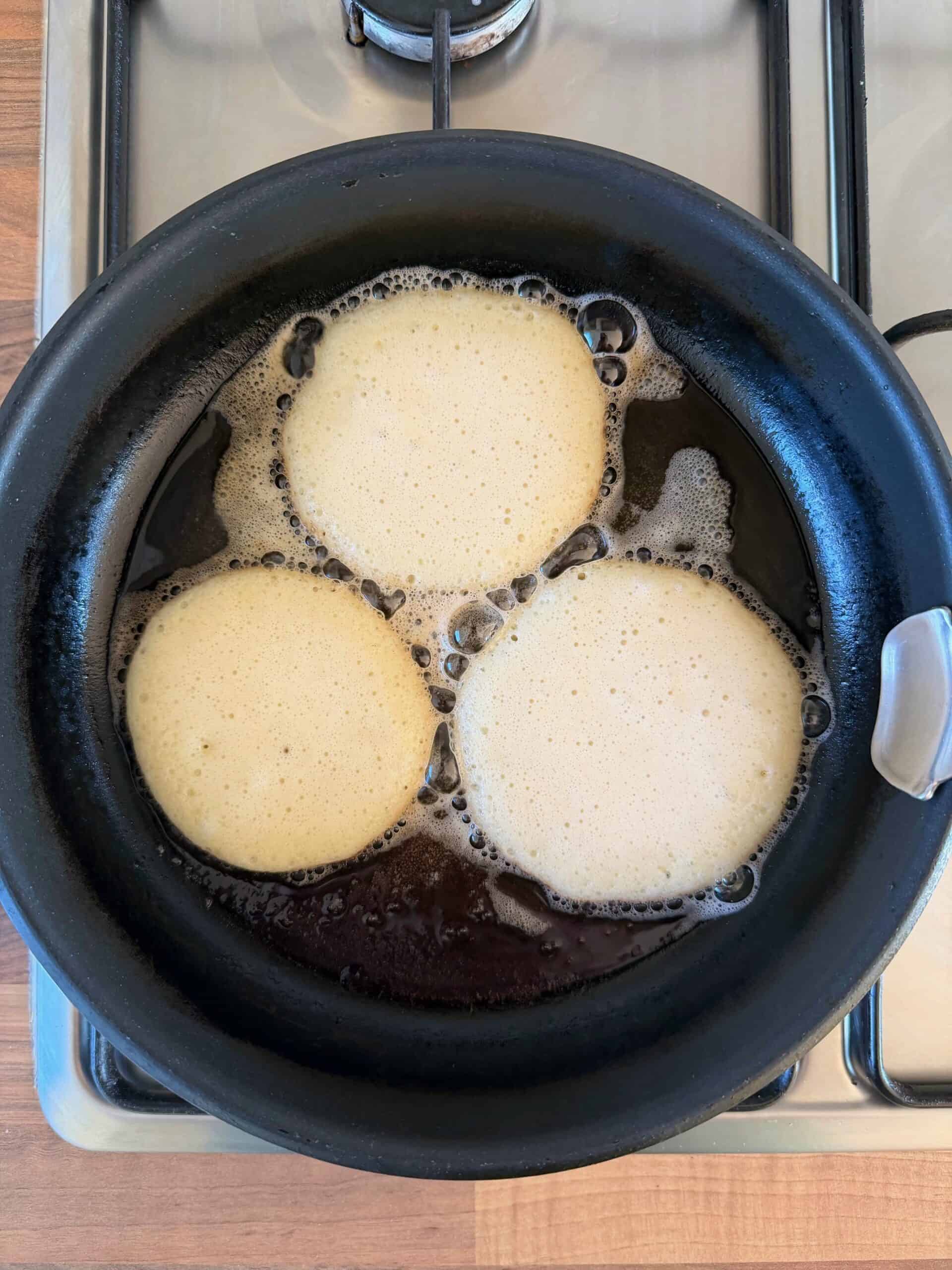 heat the pan with batter mix in it