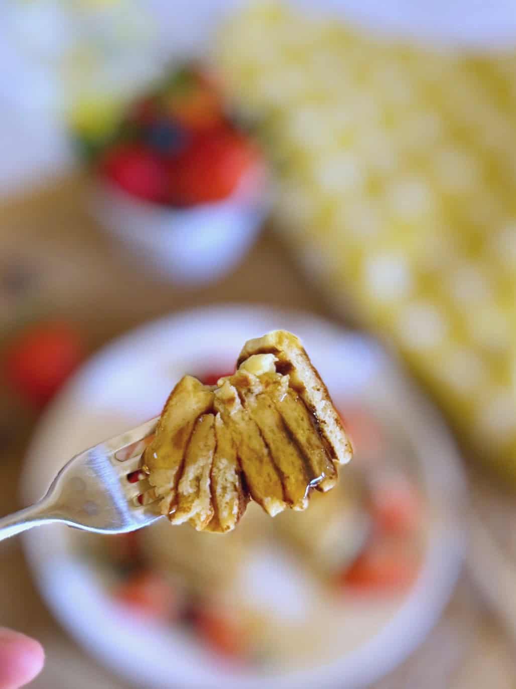 pancakes on a fork