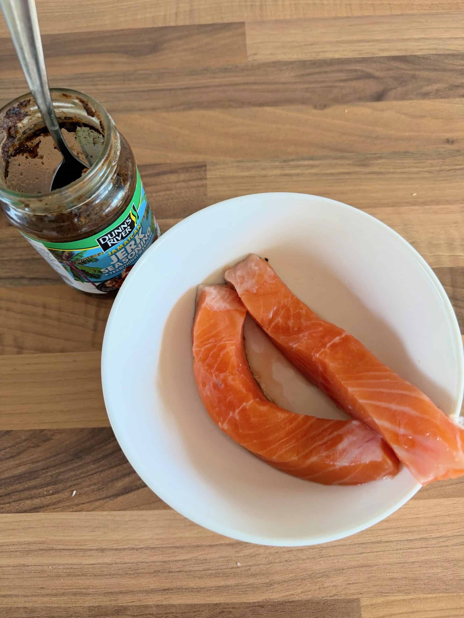marinate the jerk salmon