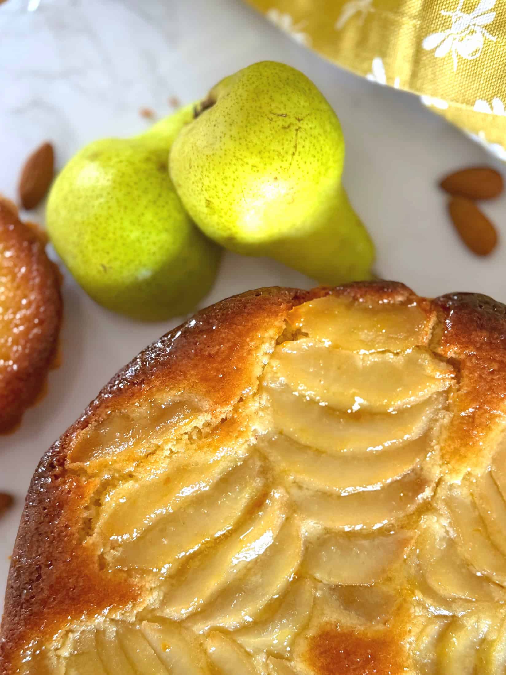 Poached pear and frangipane tart