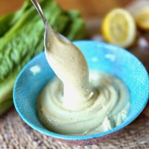 caesar dressing in a bowl