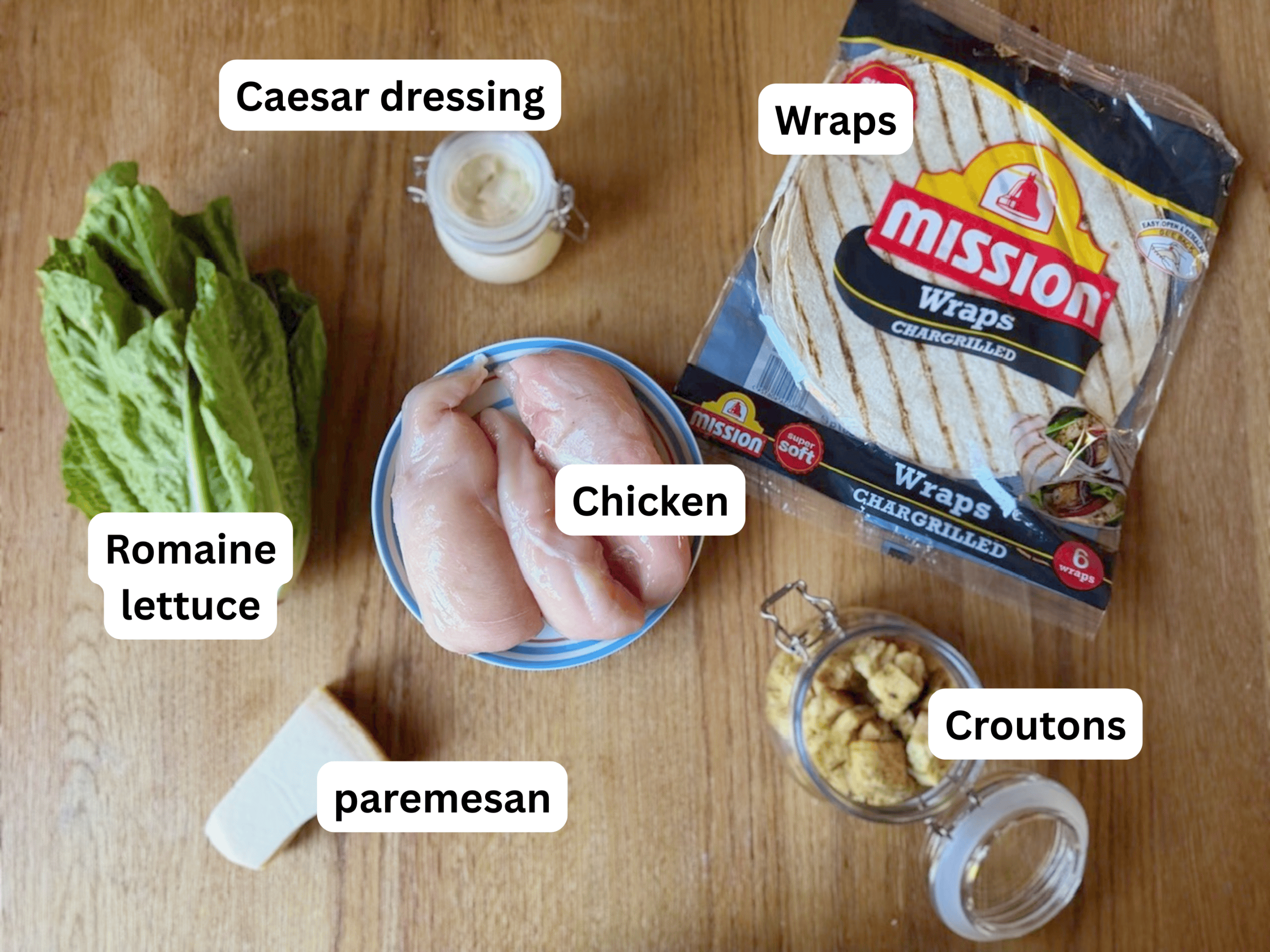 Chicken Caesar salad wrap ingredients