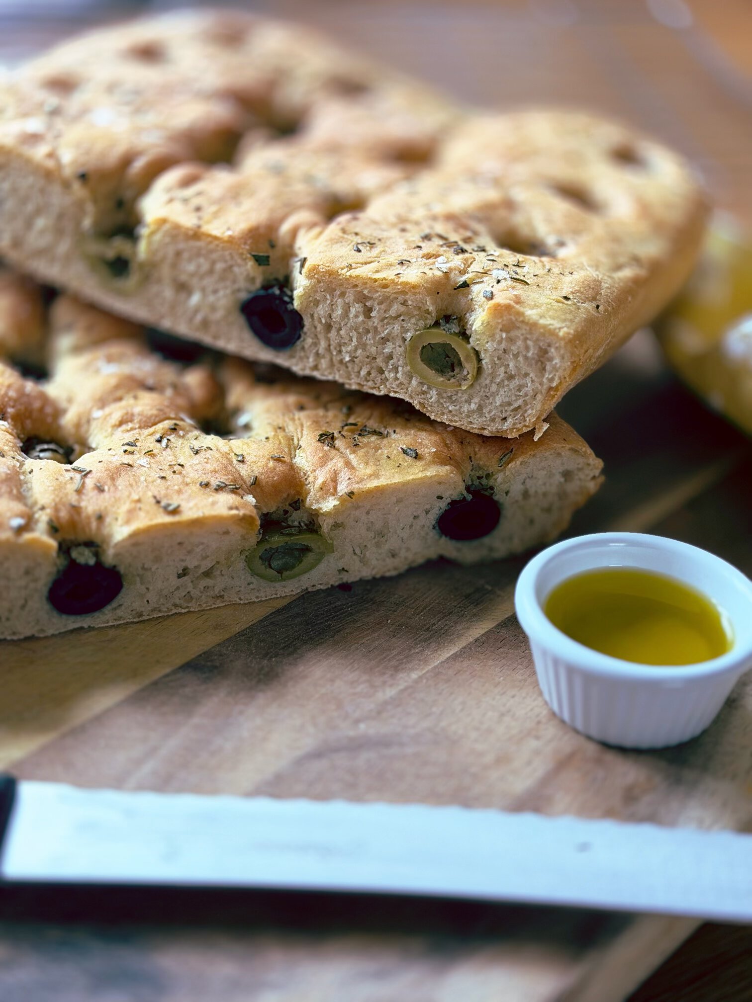 olive and rosemary focaccia bread