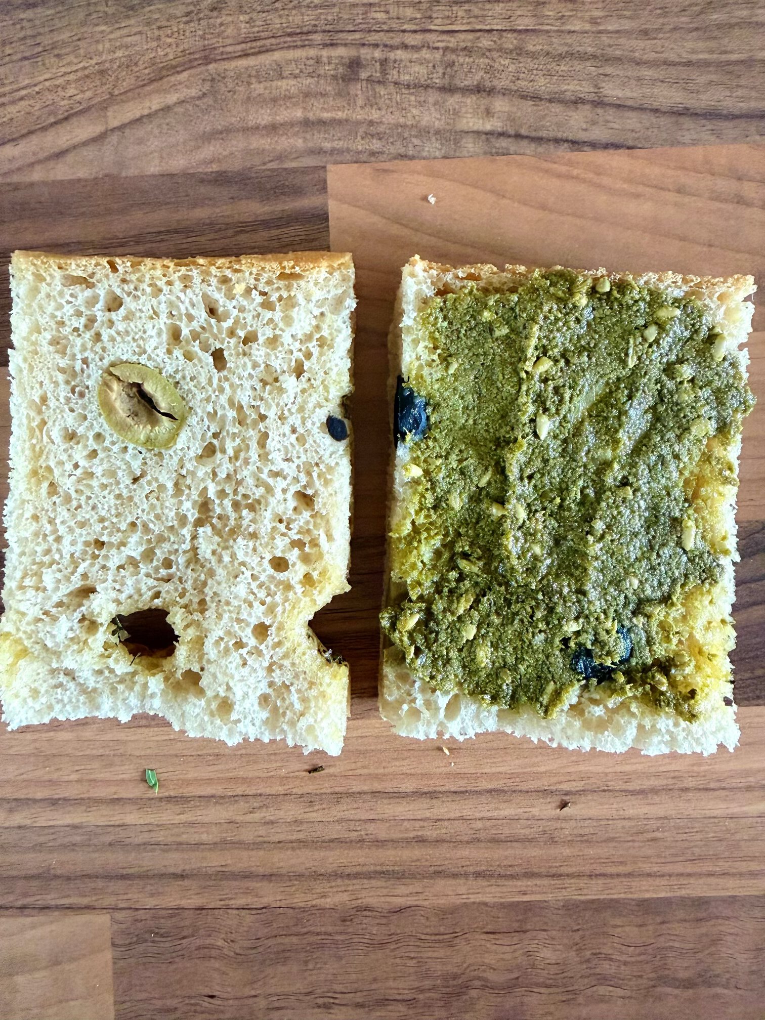 pesto spread on bread