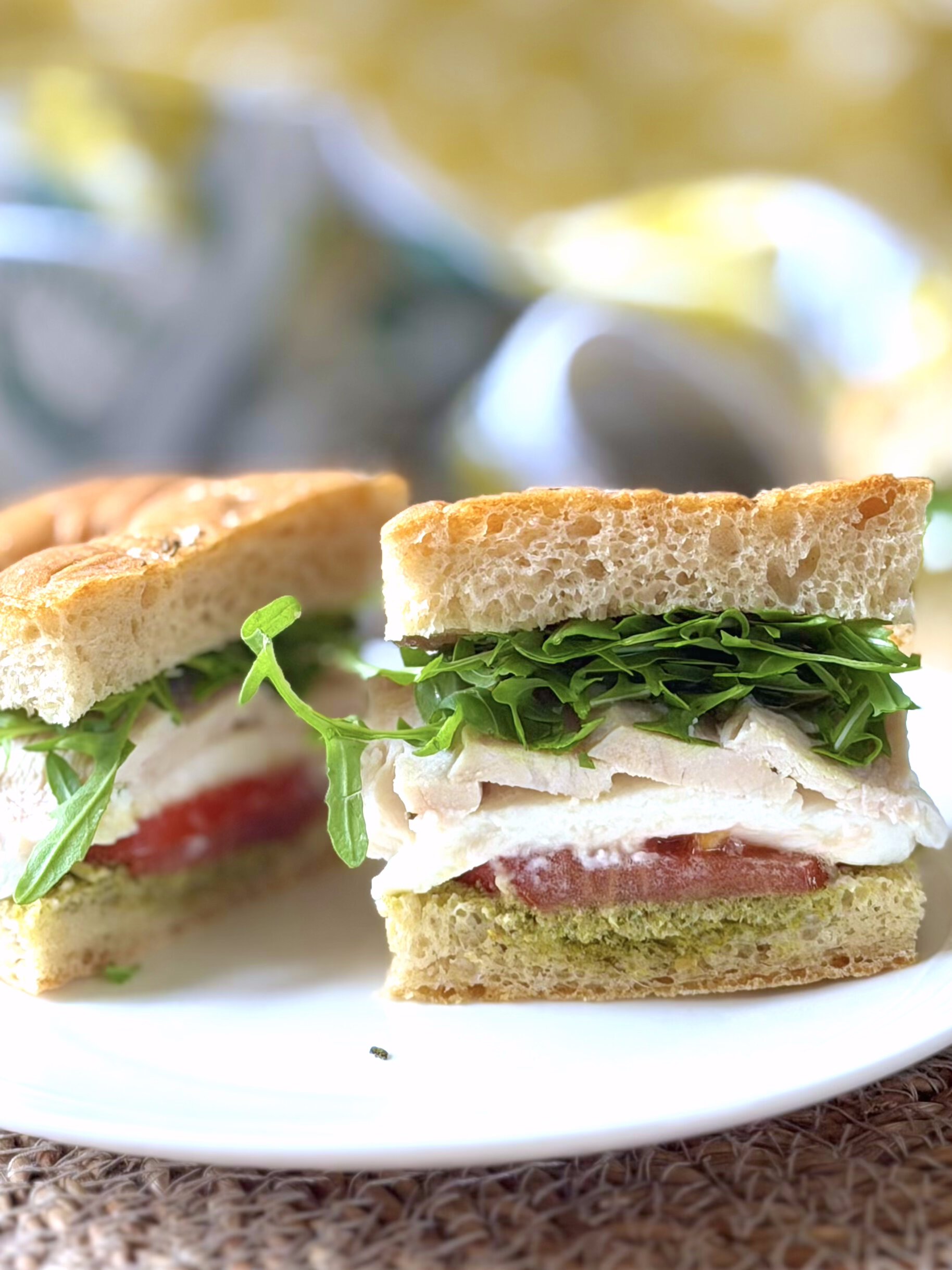 pesto chicken caprese sandwich