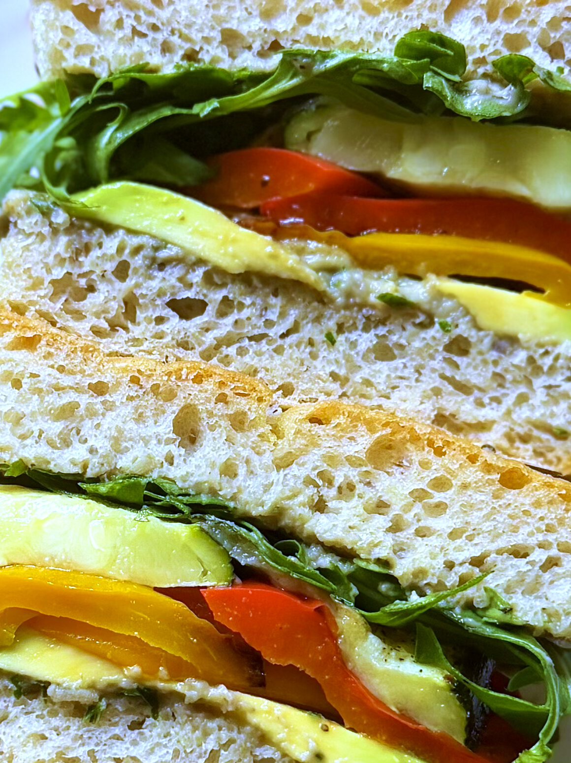 roasted veg and baba ganoush sandwich
