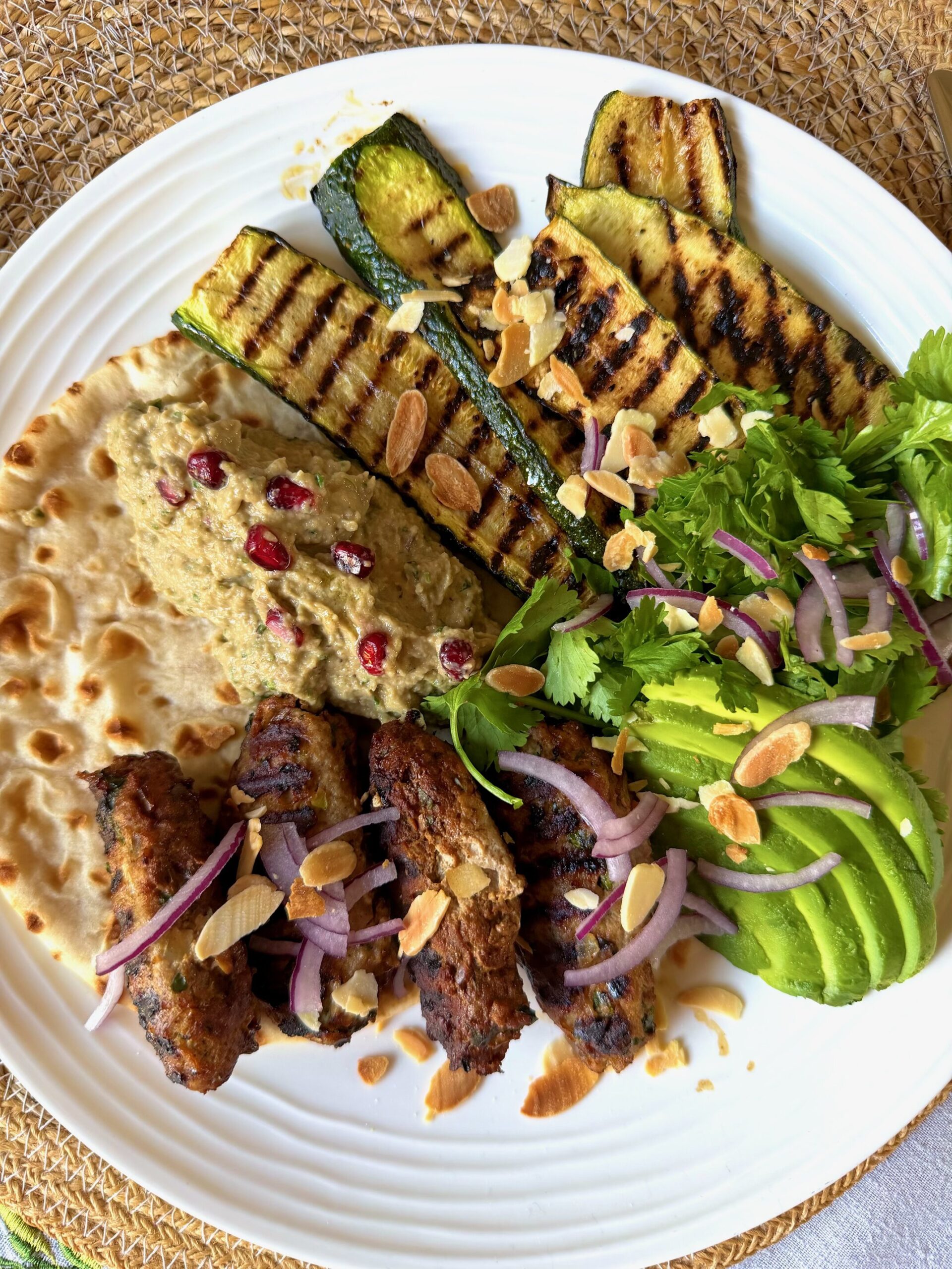 Lebanese turkey kofta mezze plate