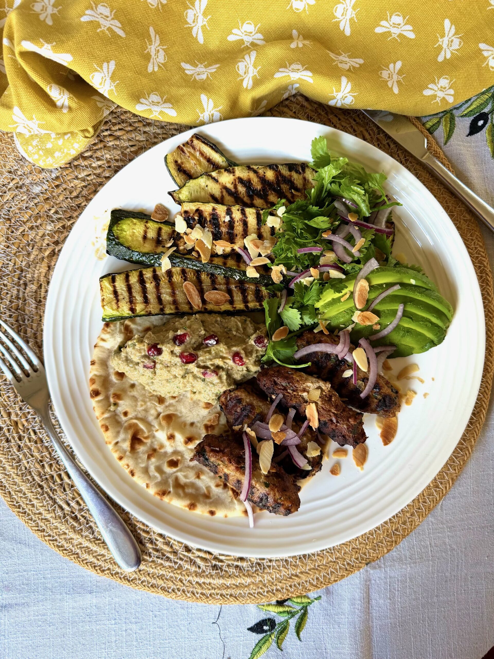lebanese turkey kofta mezze plate