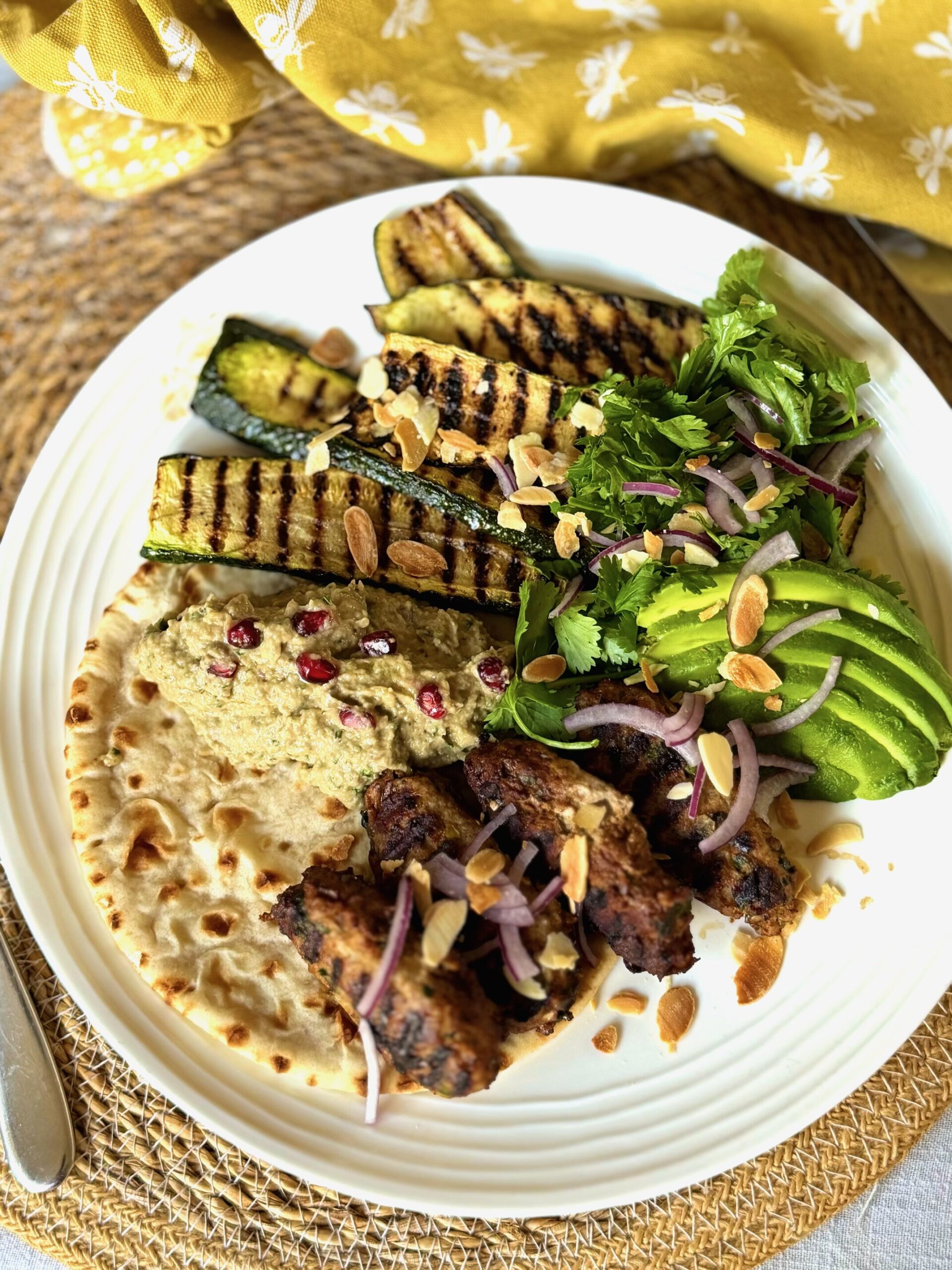 Lebanese turkey kofta meze plate