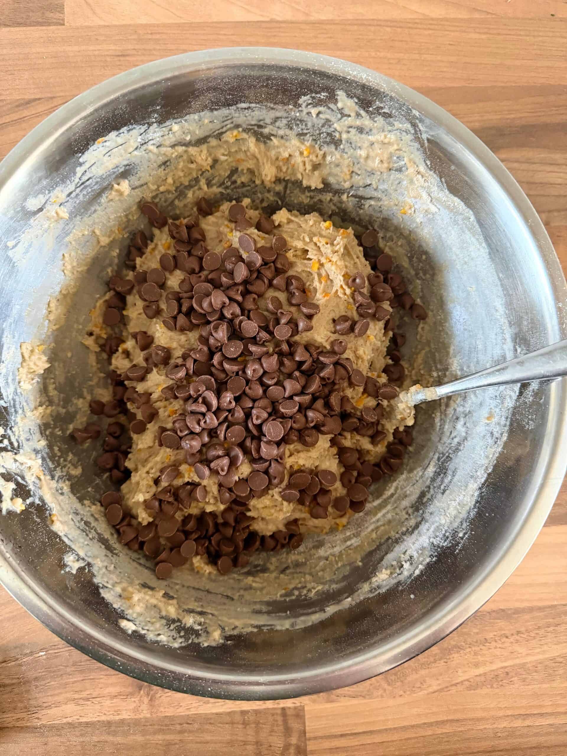 add chocolate chips to the dough