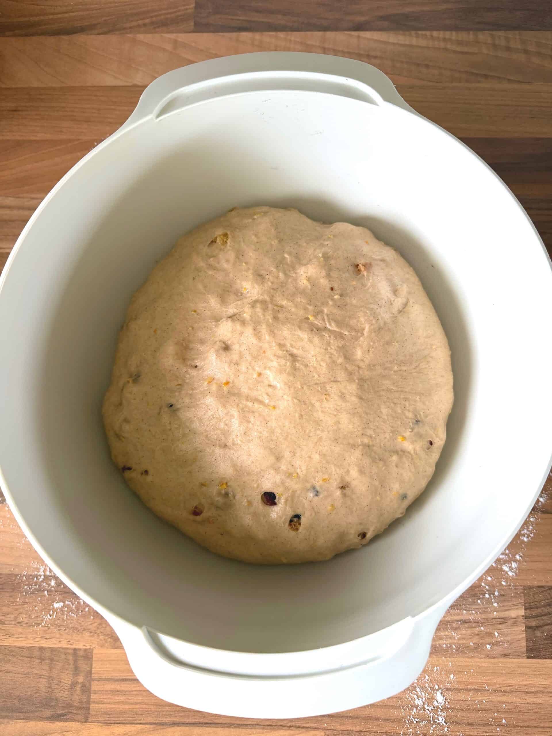 proved dough in a bowl
