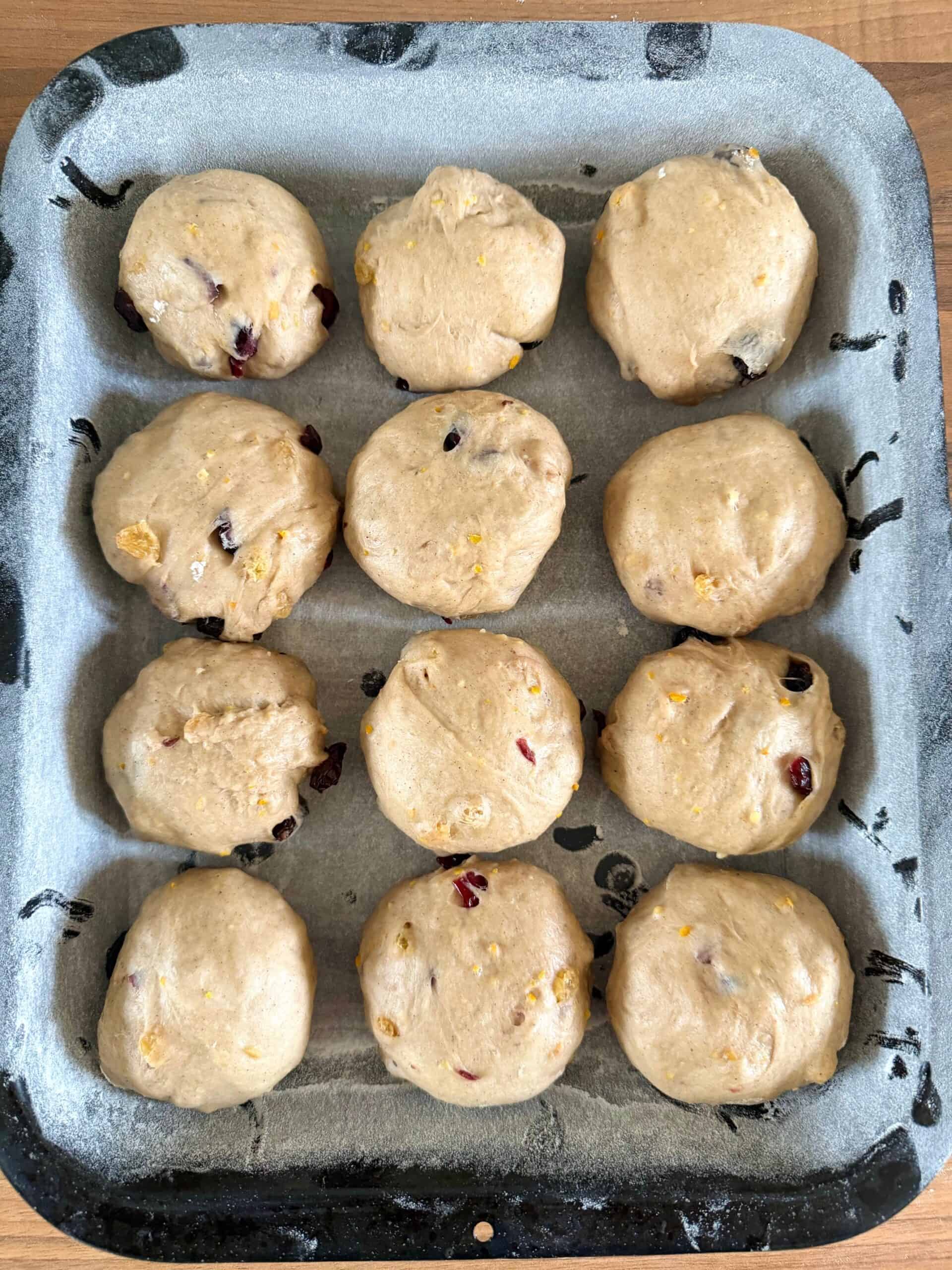 shaped dough balls on a tray