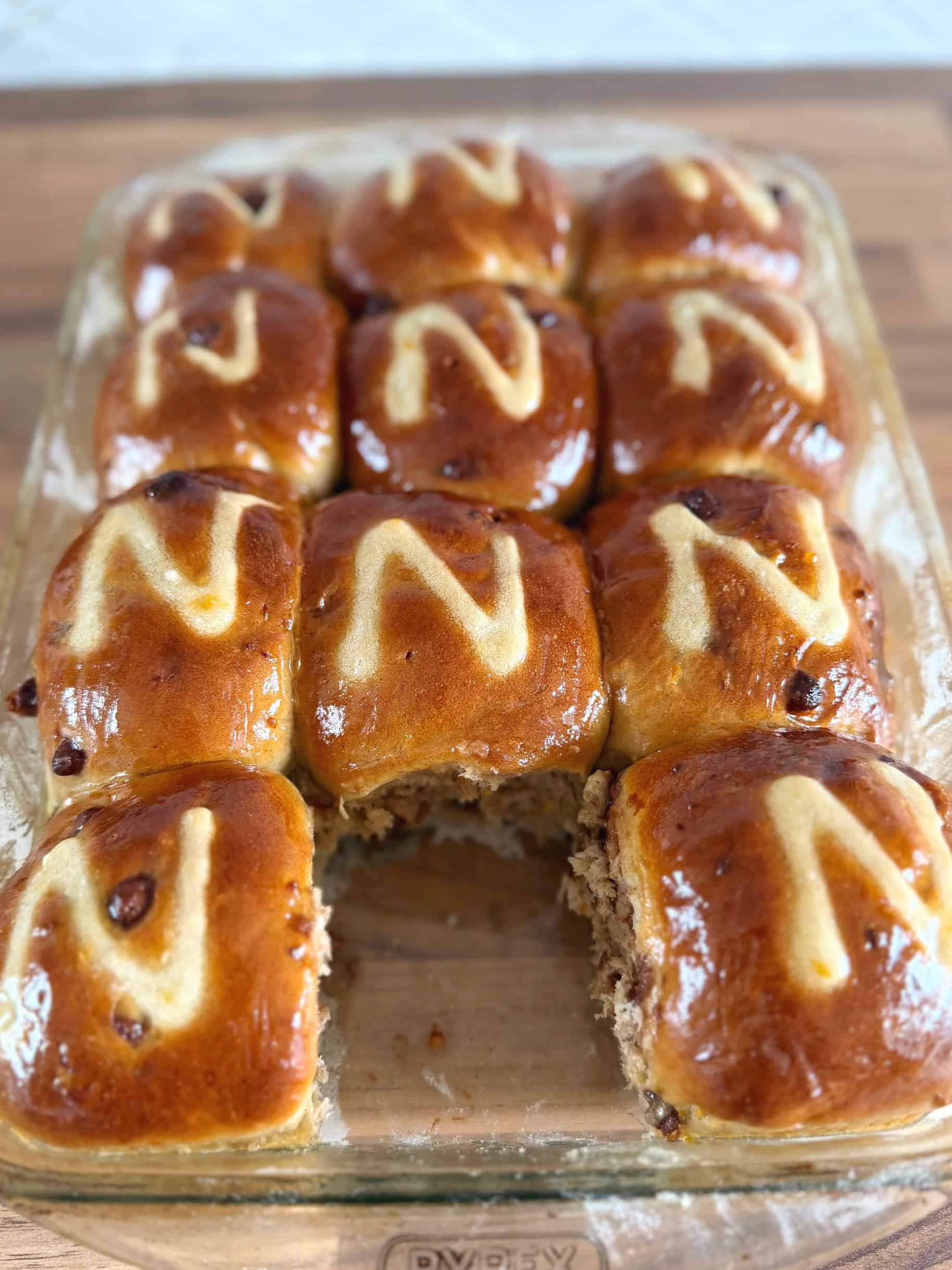 choc chip and orange hot cross buns