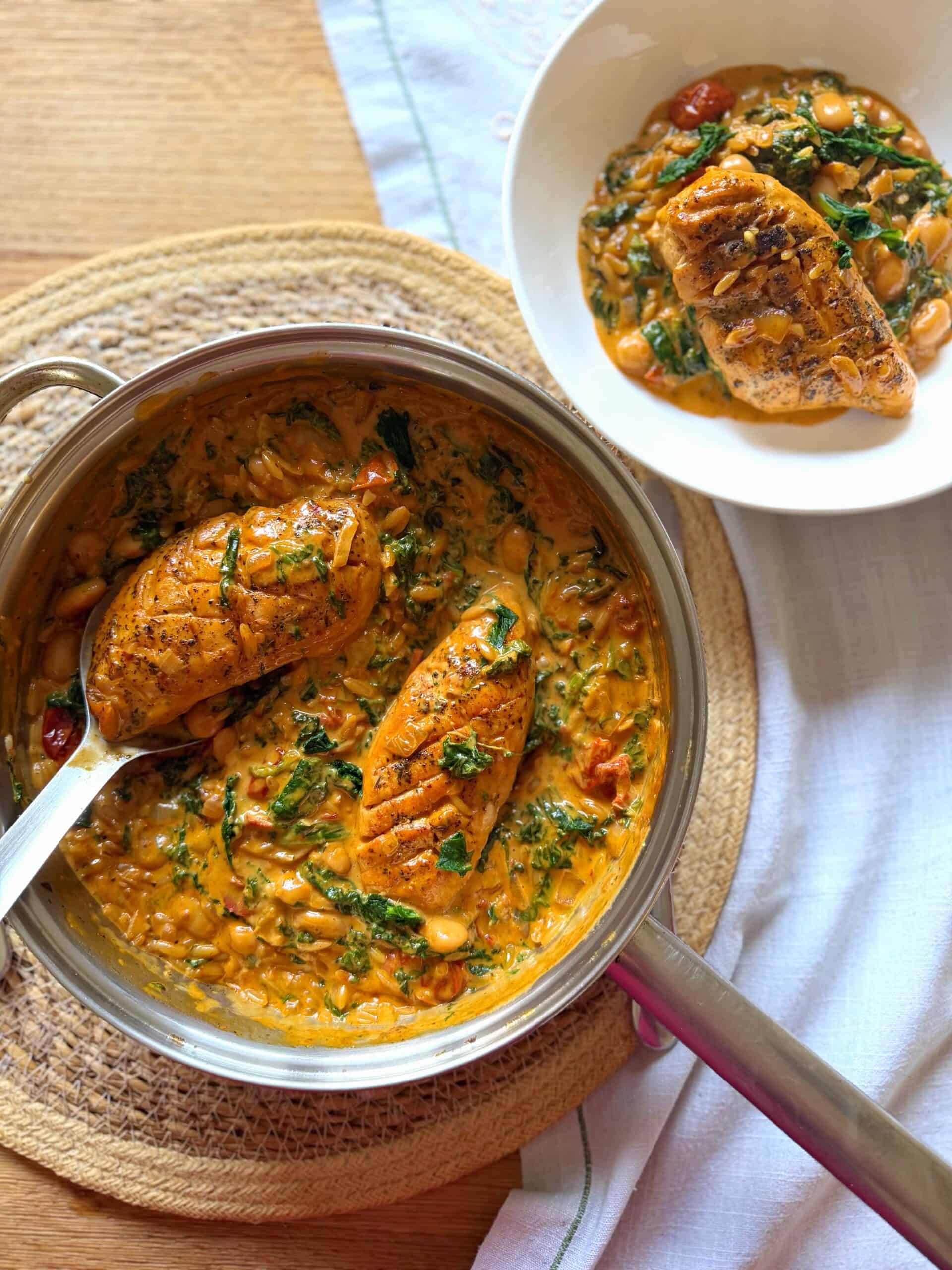 creamy Tuscan chicken orzo 