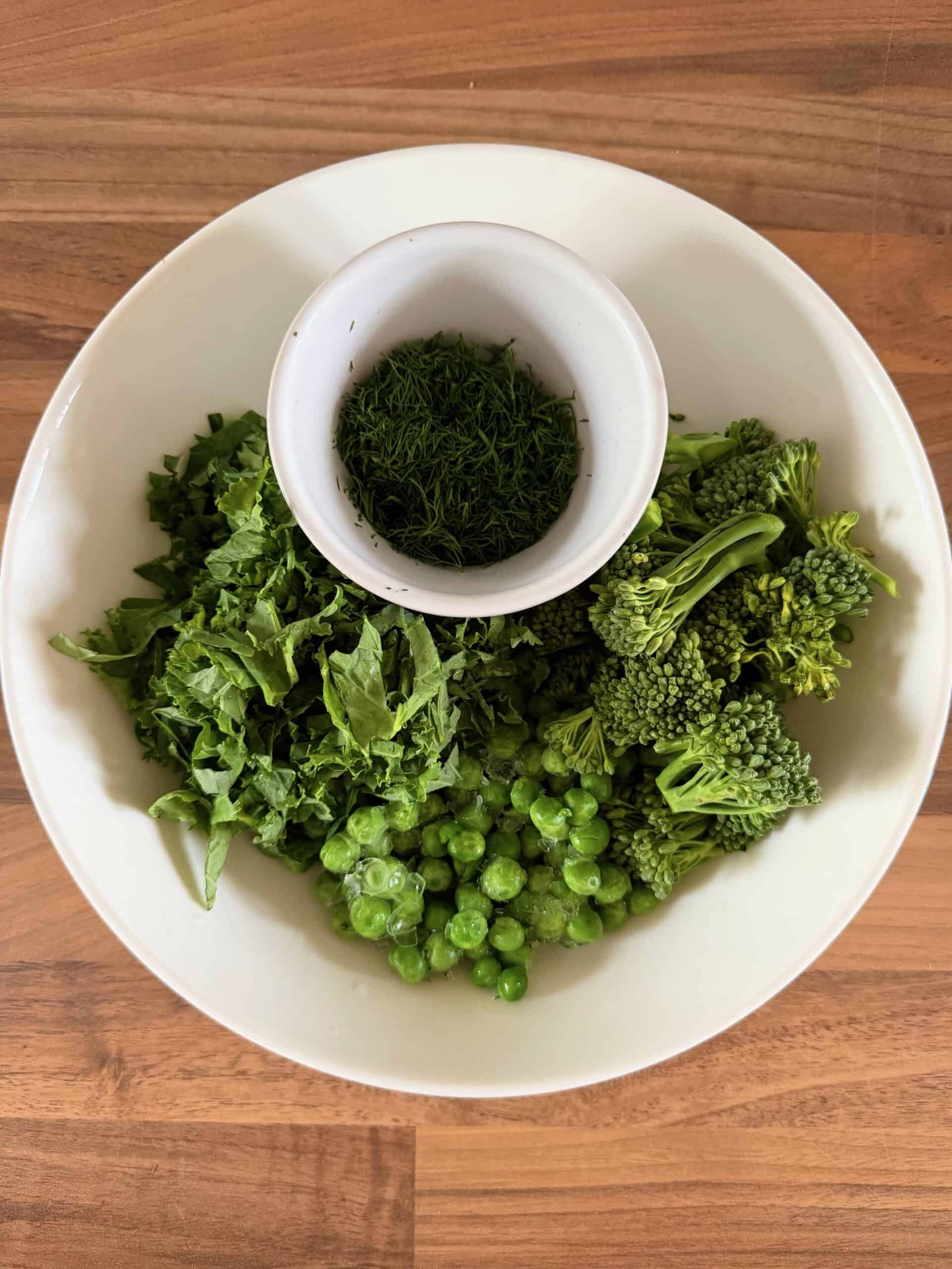 prepped green vegetables