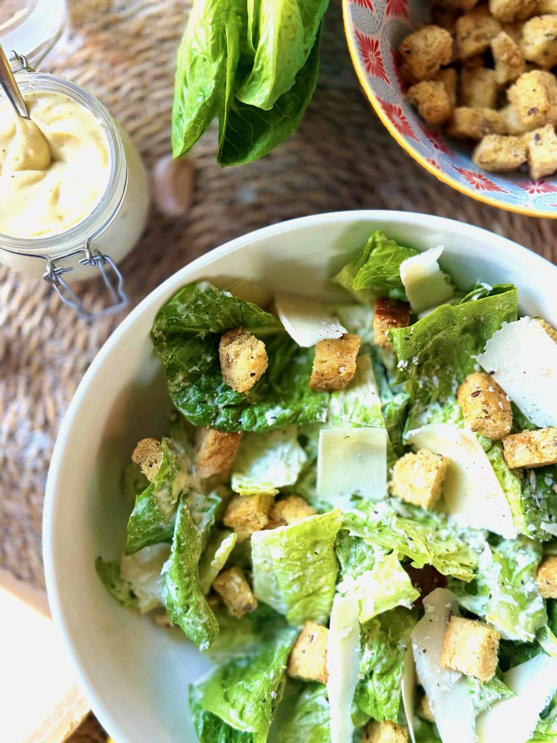 Caesar salad with croutons