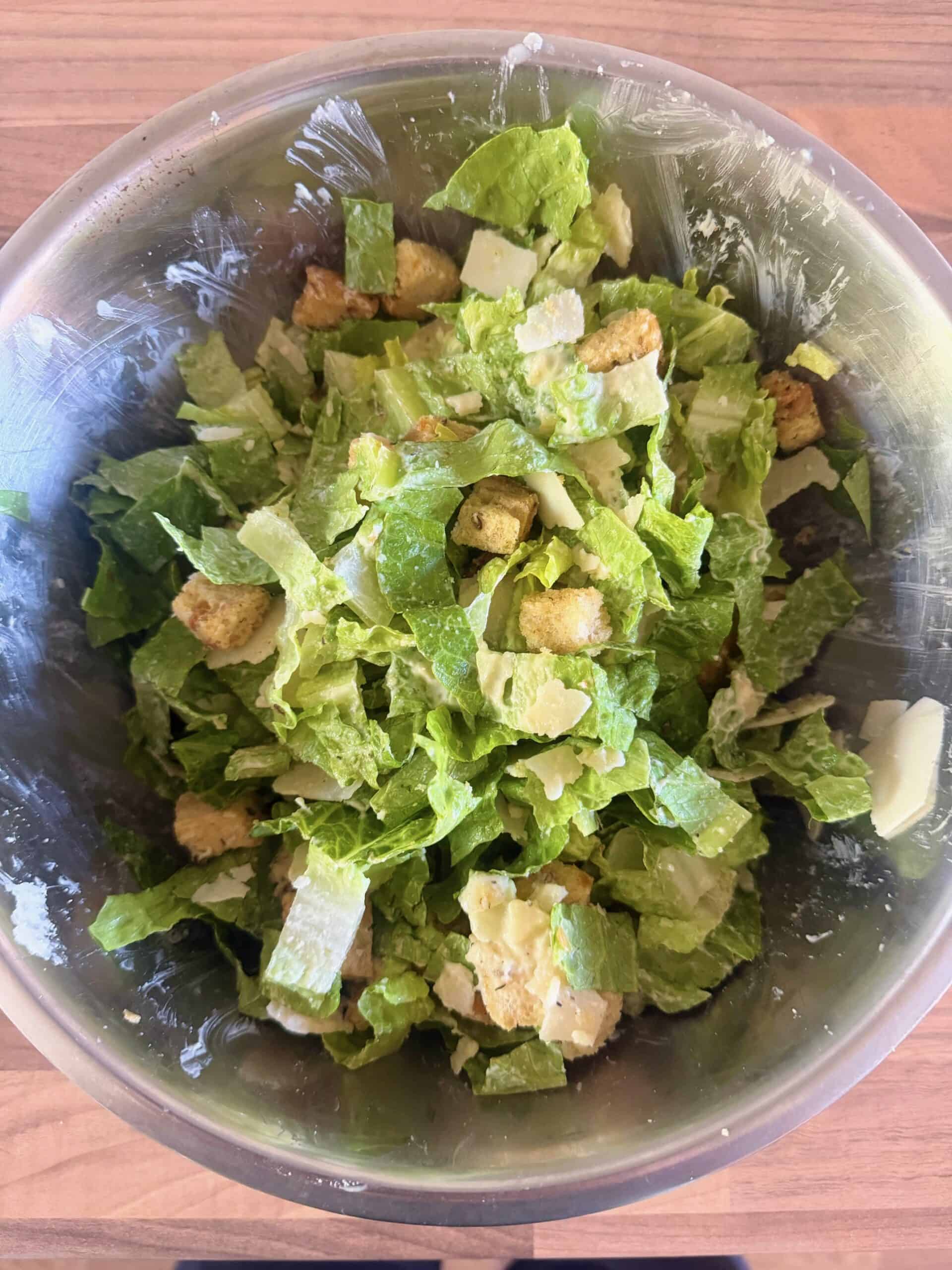 dressed Caesar salad