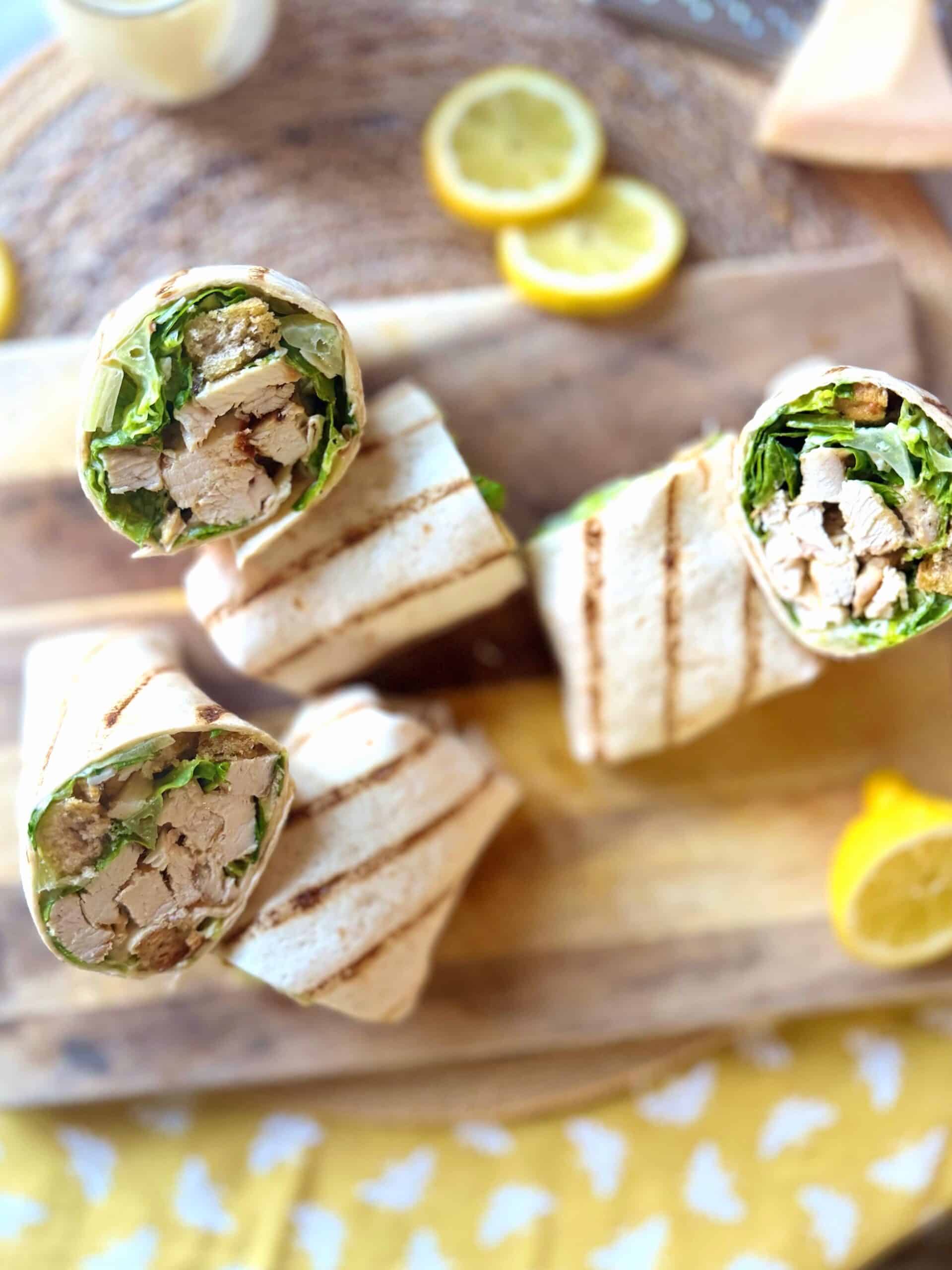 Sliced Chicken Caesar wraps