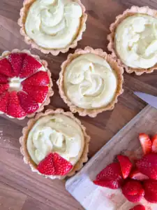 add strawberries to pastry cream