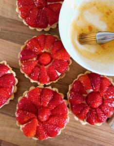 glazing strawberries