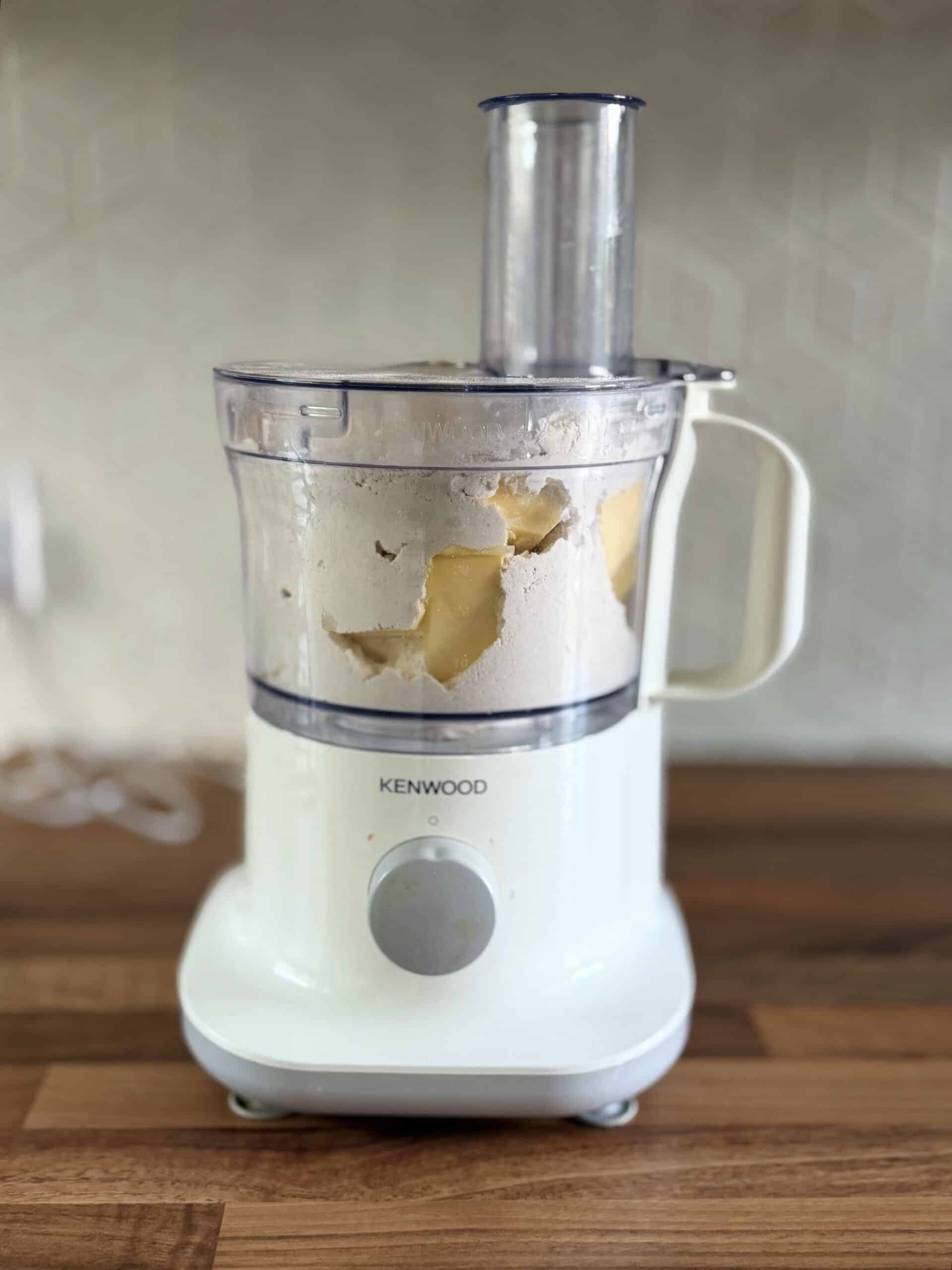 Shortbread ingredients in food processor