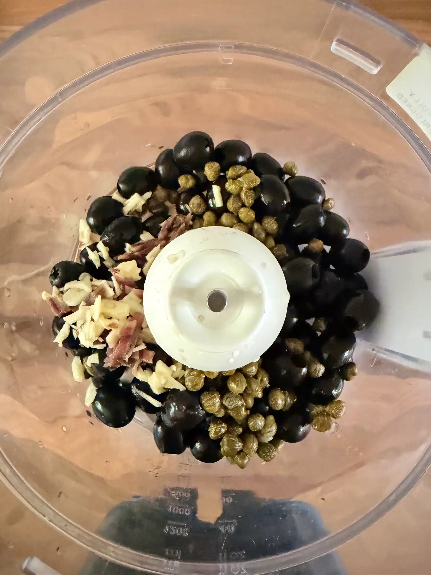 Tapenade Ingredients in food processor