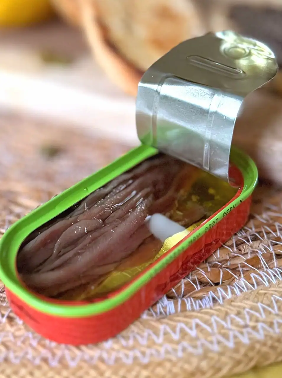 Anchovies in a tin with oil