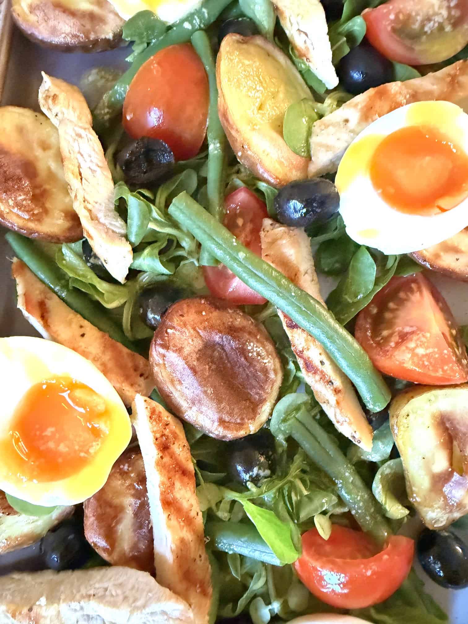close up of nicoise salad