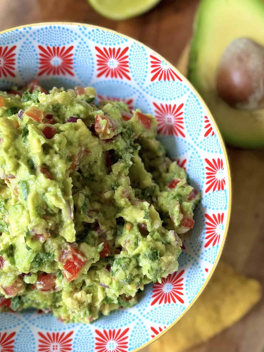 close up of guacamole in a bowl