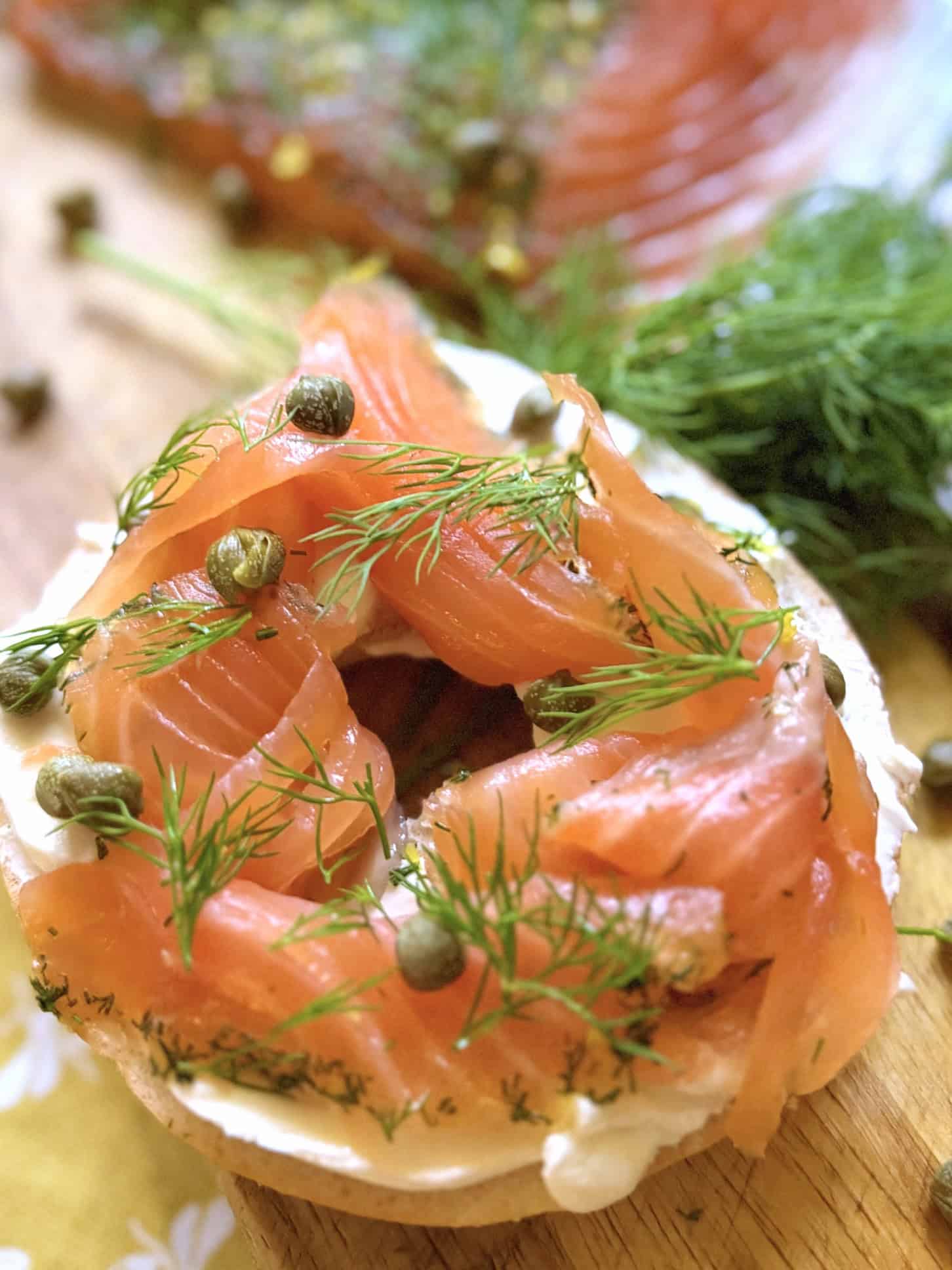 Gravlax bagel with cream cheese