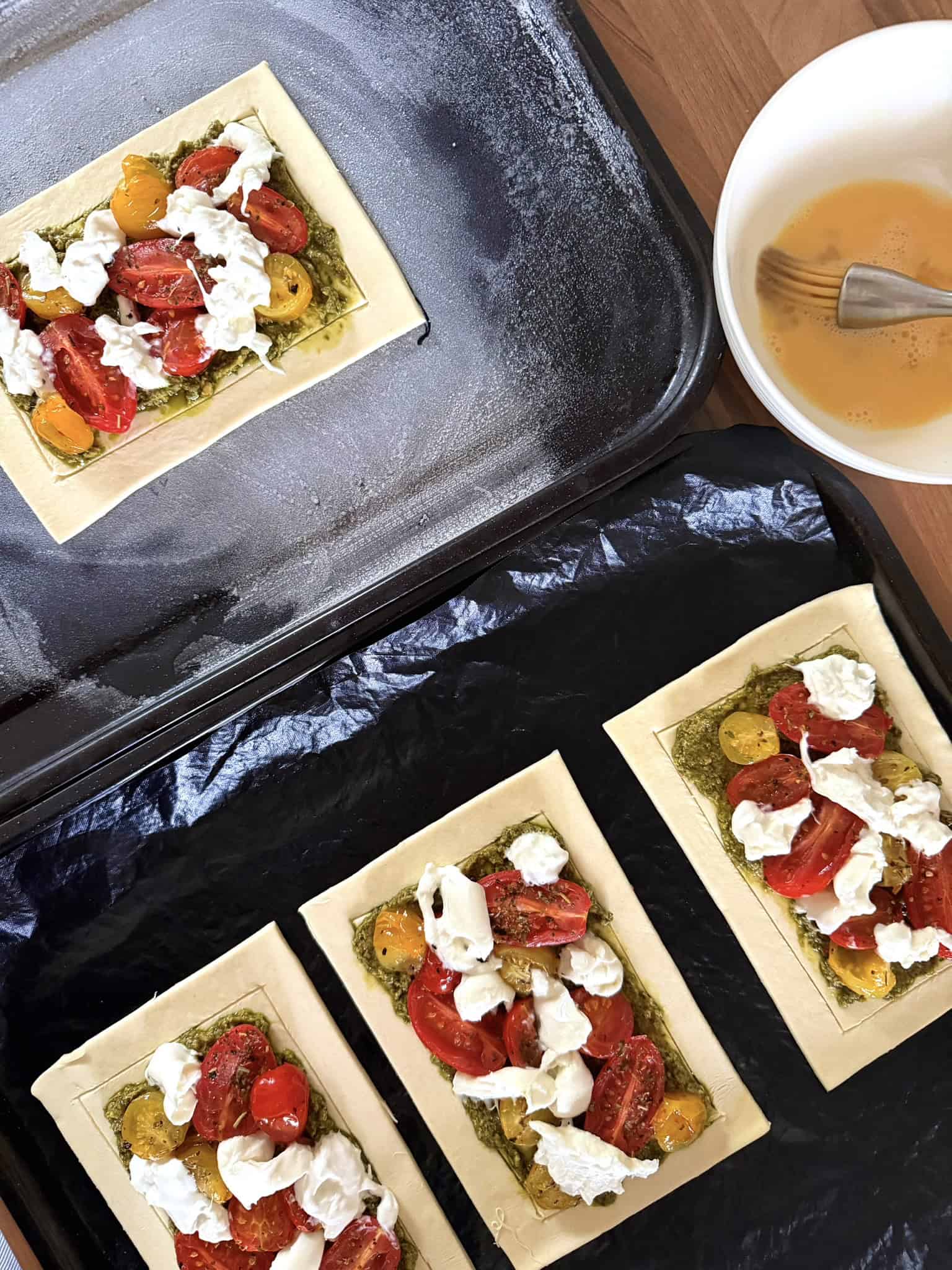 egg wash the pastry tarts