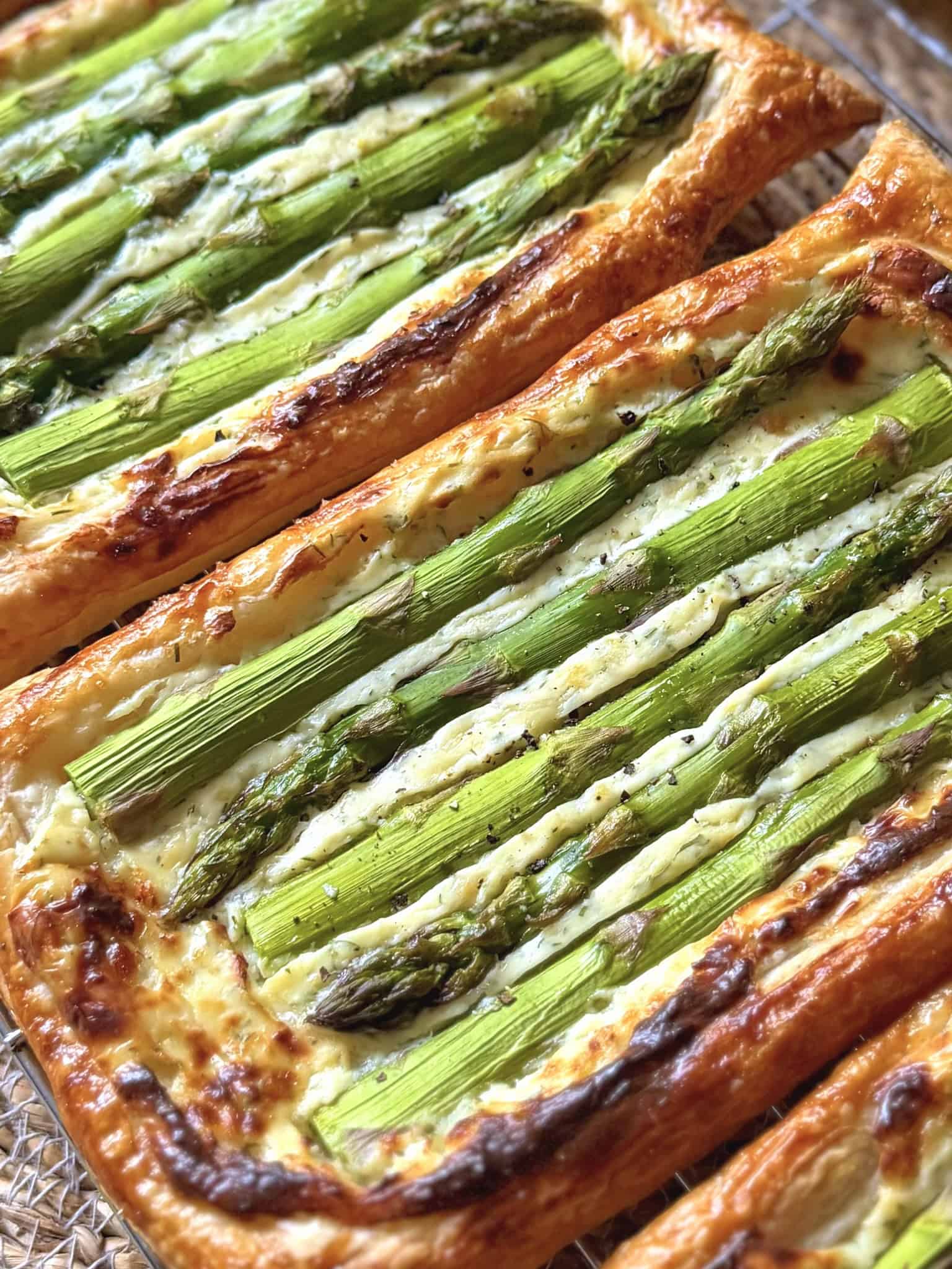 asparagus tart close up shallow angle