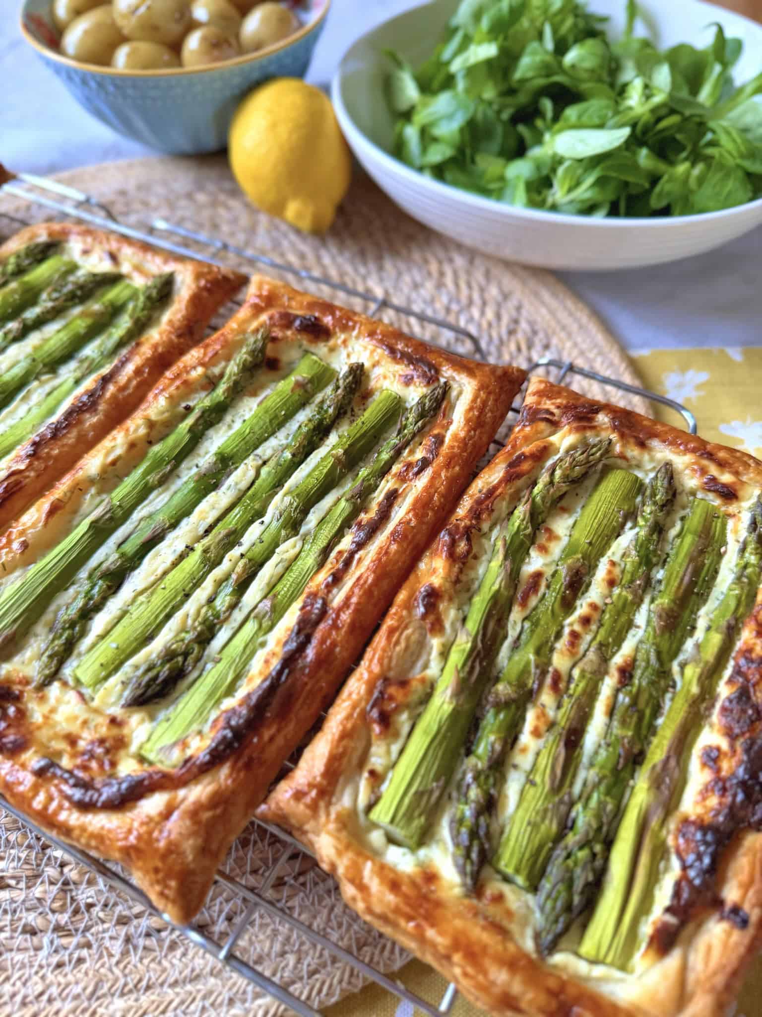 asparagus tarts on cooling rack