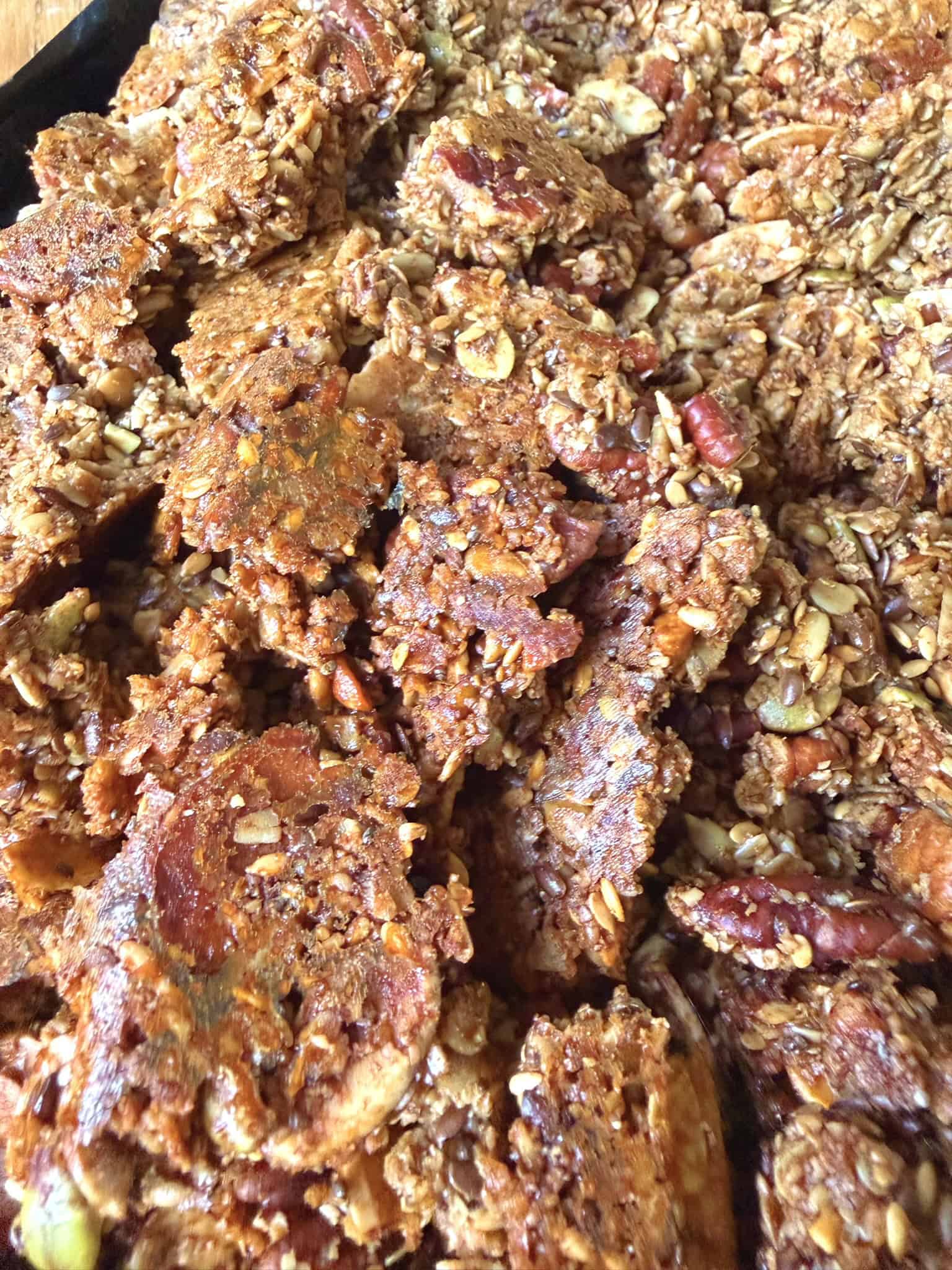 granola on a baking tray
