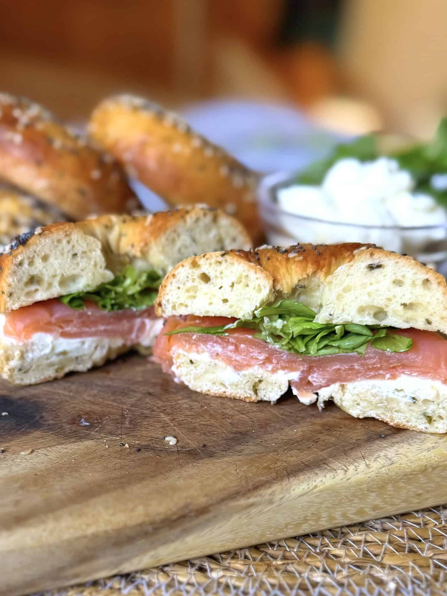 smoked salmon bagel with cream cheese