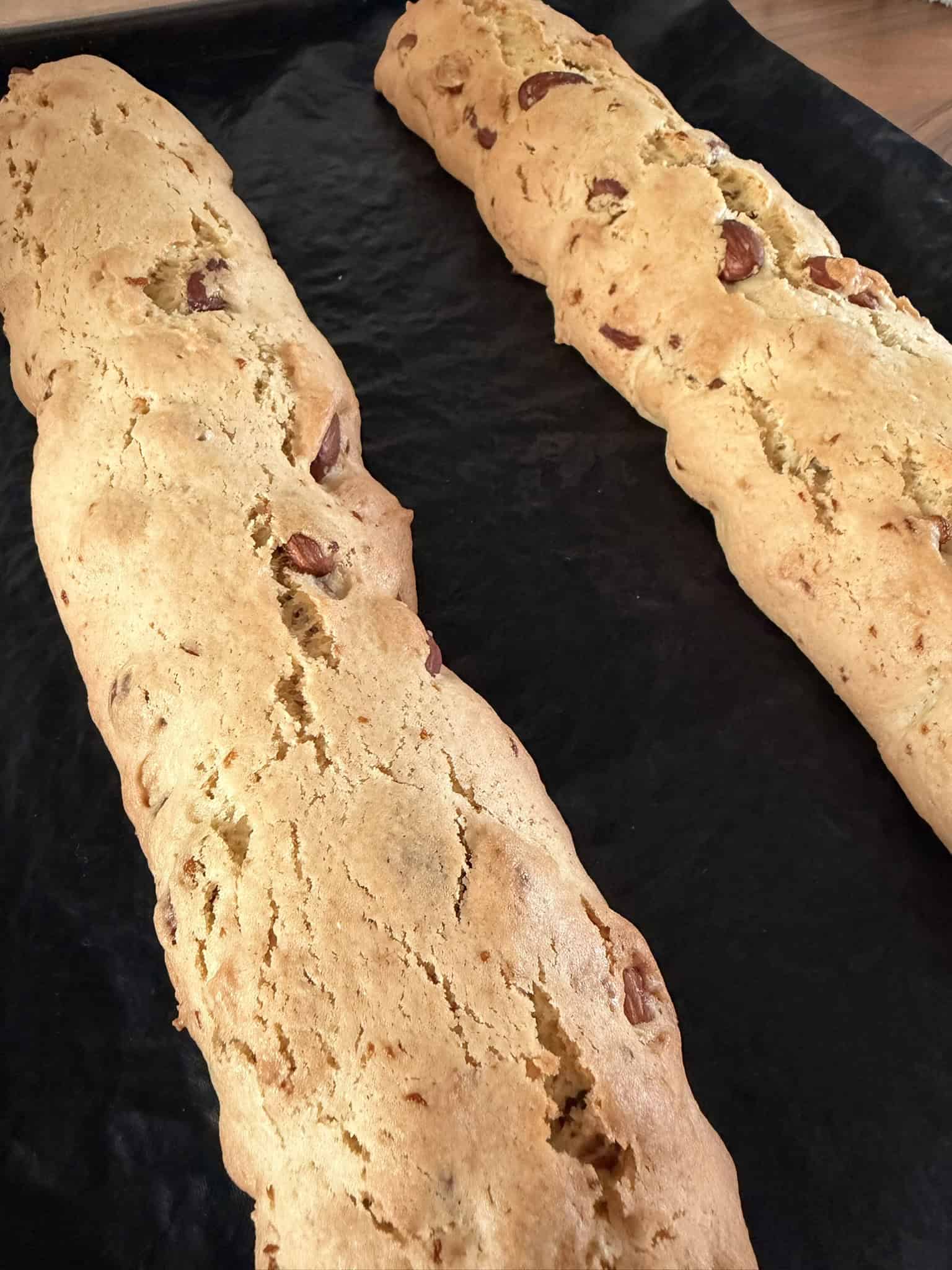 baked biscotti logs