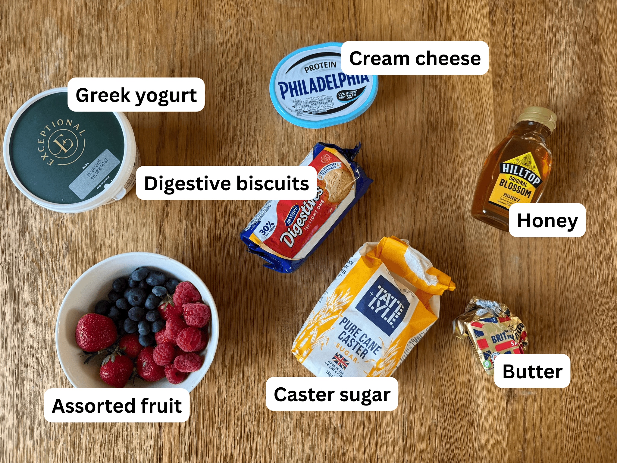Mini Cheesecake ingredients