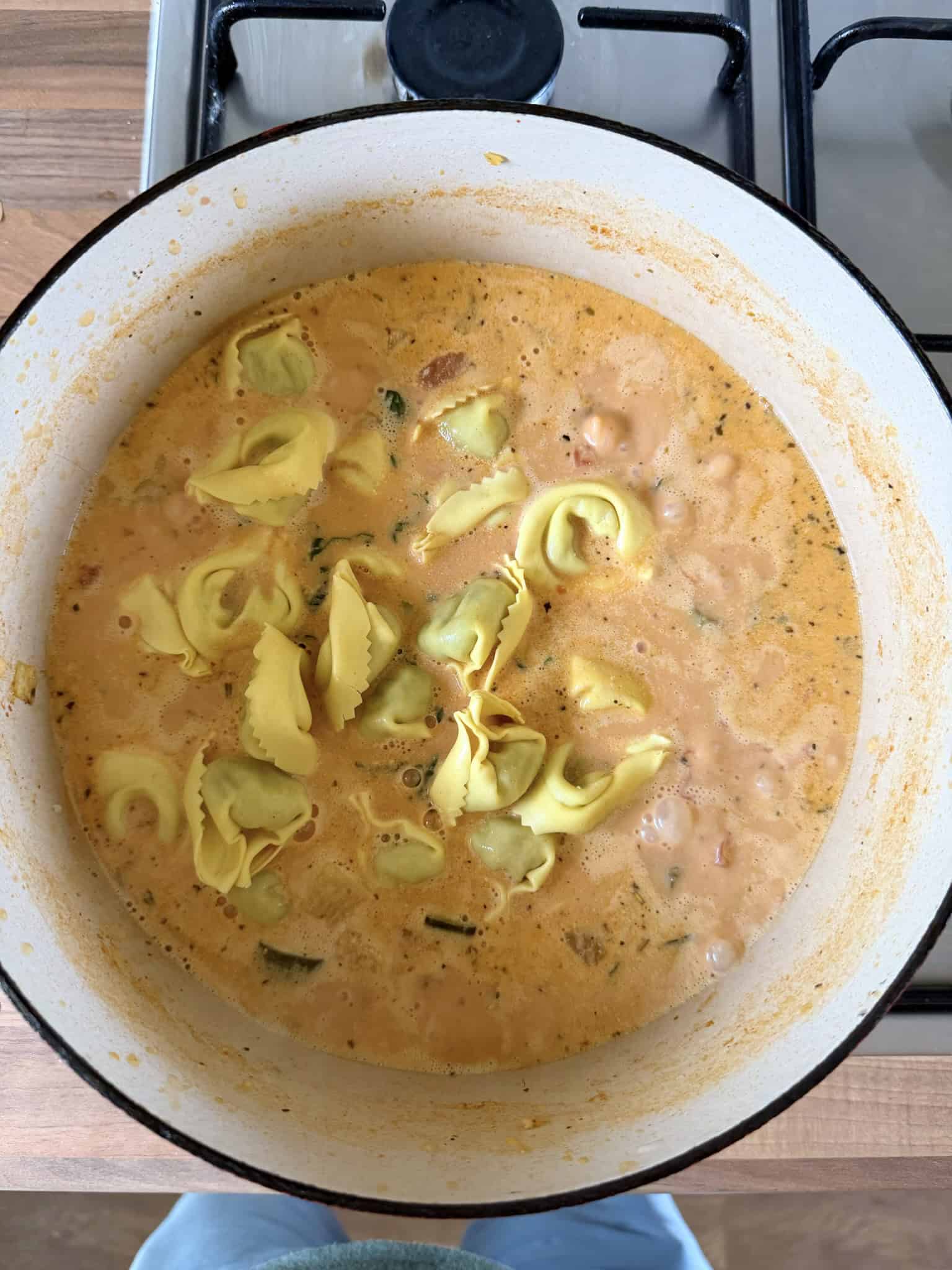 add in the pasta to the pan