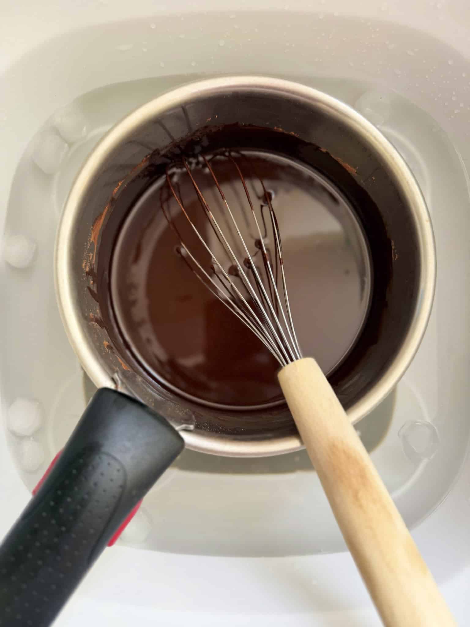 homemade chocolate cooling in ice