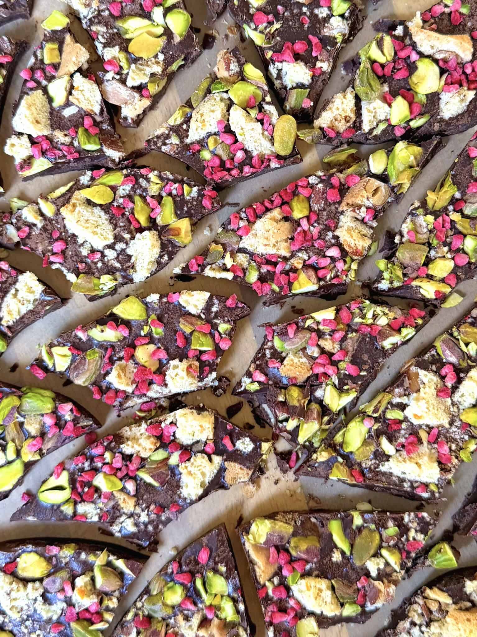 Homemade chocolate bark with pistachios