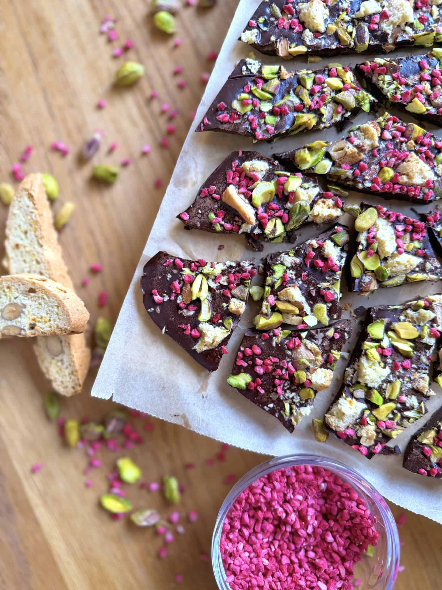 Homemade healthy chocolate with biscotti biscuits