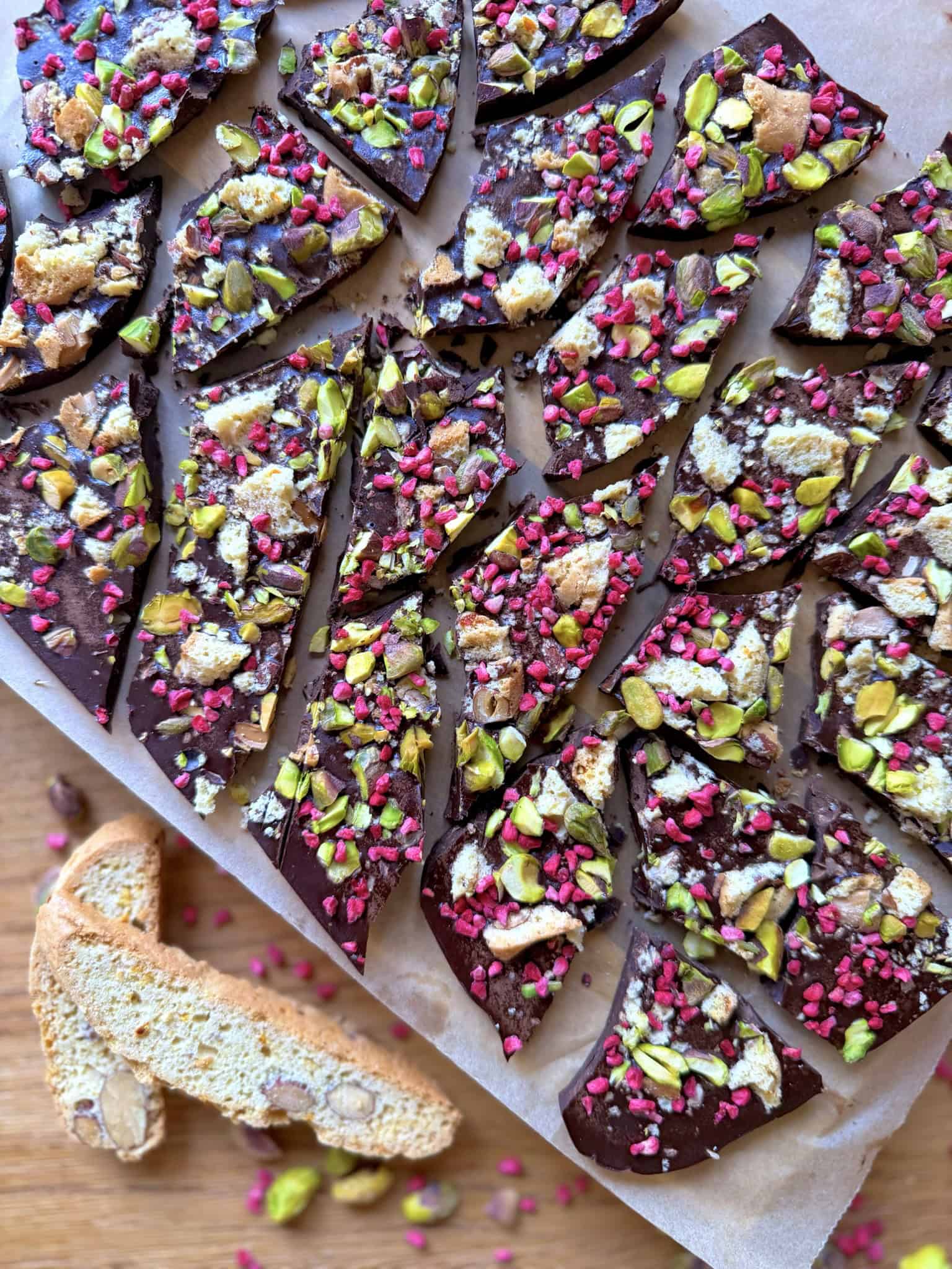 Homemade chocolate broken in pieces