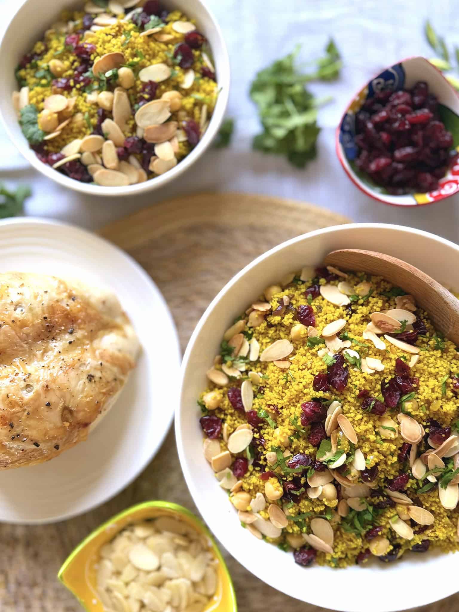 Moroccan couscous with chicken and dried cranberries