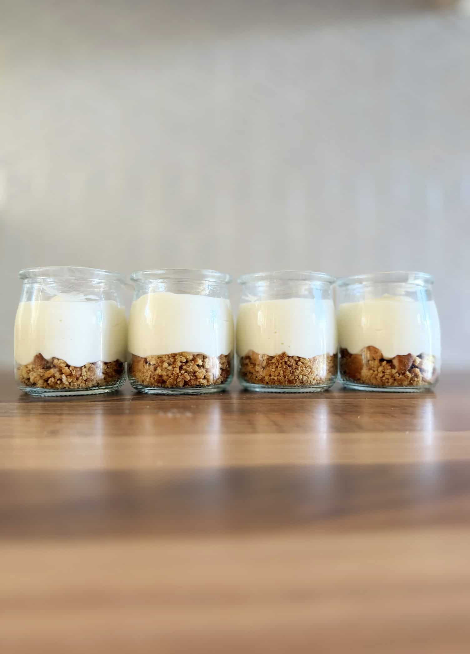 biscuits and yogurt in mini jars