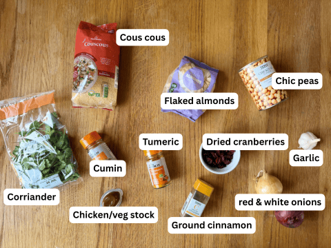 Moroccan couscous ingredients